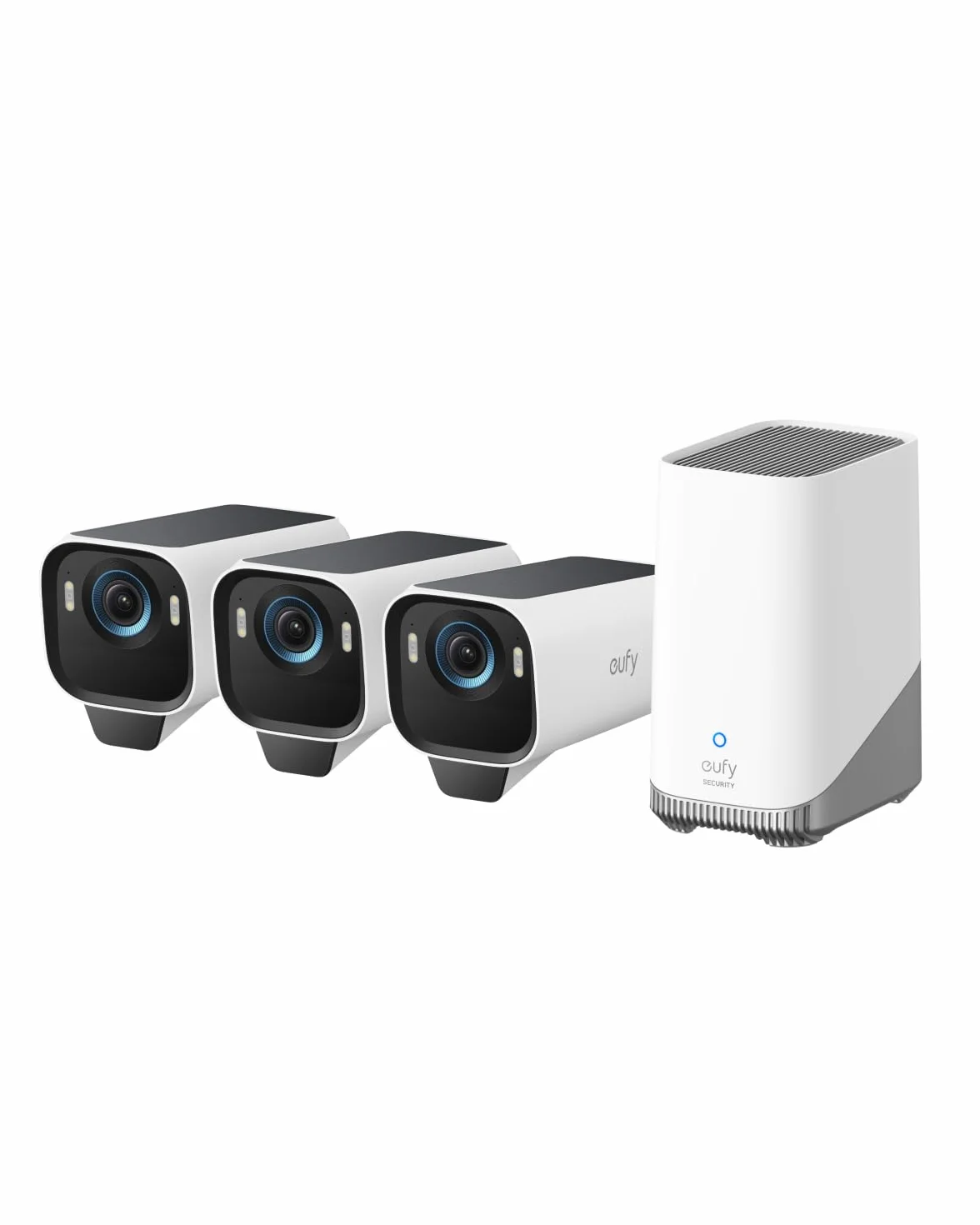 eufy Security S3 Pro(eufyCam 3 Pro), 4K telecamera wifi esterno senza fili pannello solare Visione Notturna a Colori, Riconoscimento Facciale AI, Archiviazione Locale Espandibile (Ricondizionato)