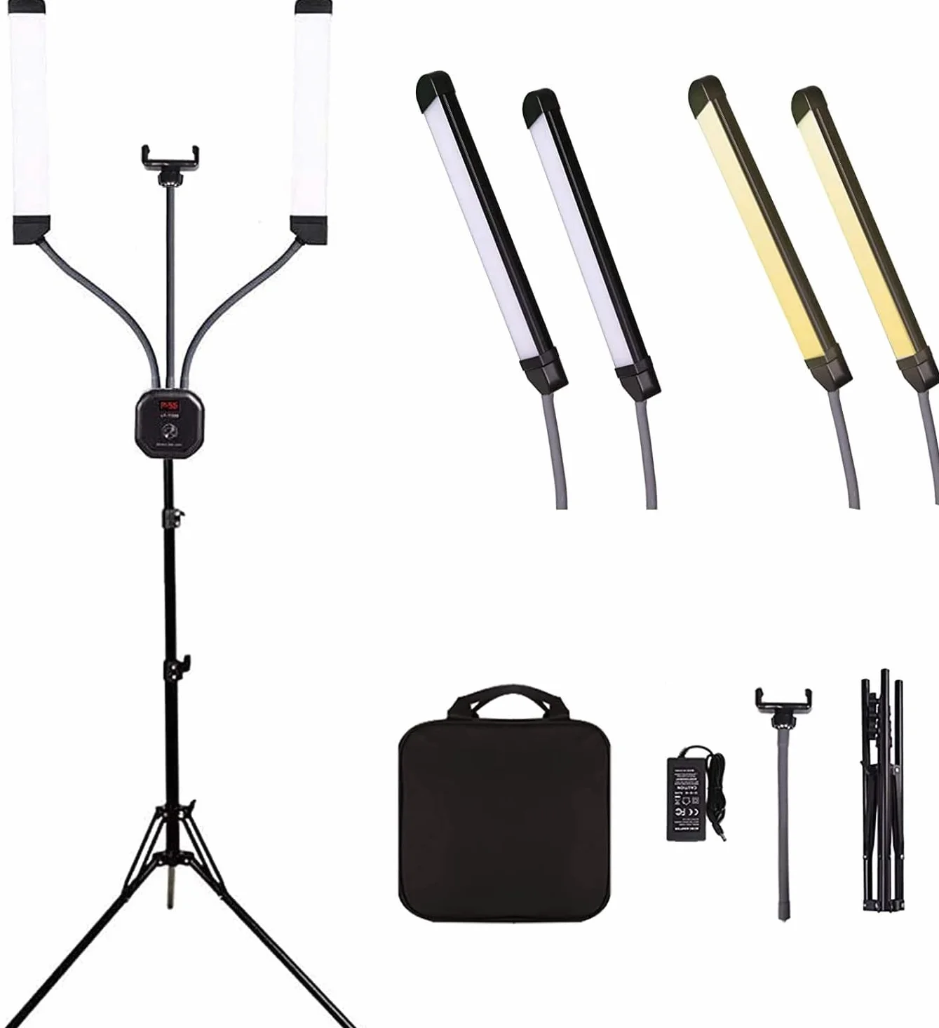 3000-6500K, CRI 90+ Lampada Video Dimmerabile LED 50 W con Borsa Treppiede Kit di Illuminazione Fotografica per Luce Truccatore, Lampada per Ciglia, Live Bellezza, Tatuaggio, Riprese Studio