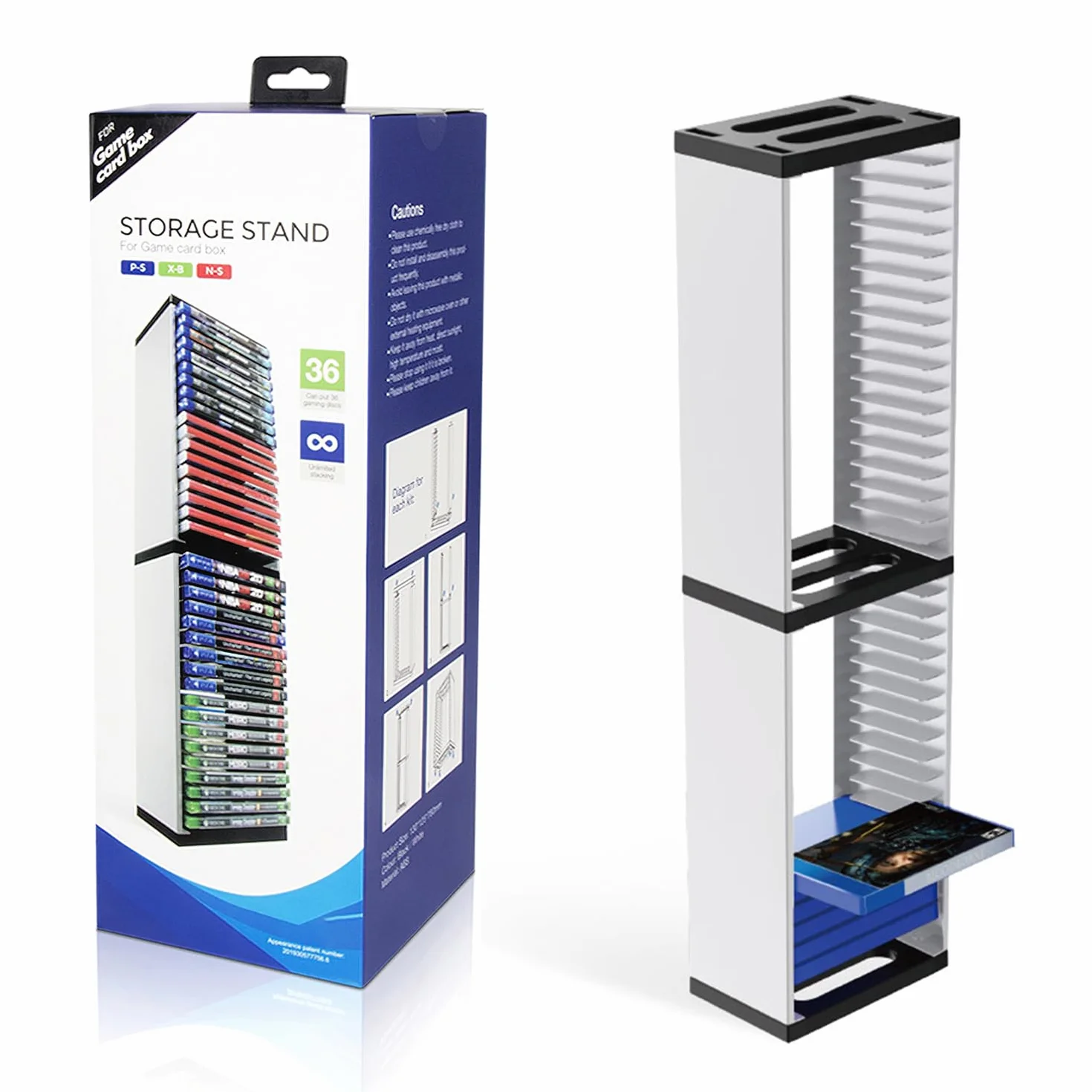 Scaffale portaoggetti per dischi di videogioco, organizer per PS5, supporto per 36 dischi, DVD rack, multiuso, con slot compatto