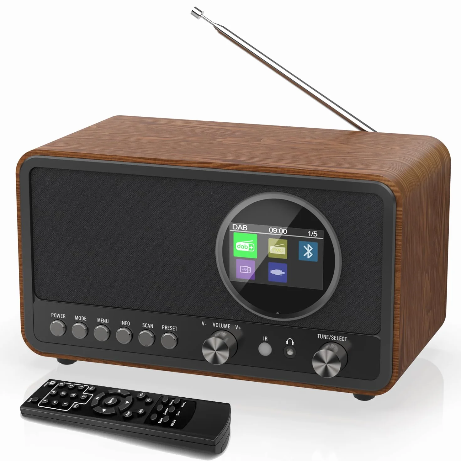 Radio portatile DAB+ FM Monodeal con 60 preset, sveglia e altoparlante HiFi 5W