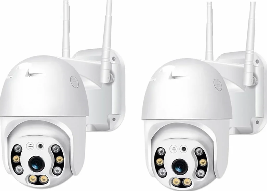 2 PEZZI Telecamera PTZ WiFi Esterno ICSEE - Camera Wireless Smart con Speed Zoom per Sicurezza Esterna, Visione Notturna, Rilevamento Movimento …