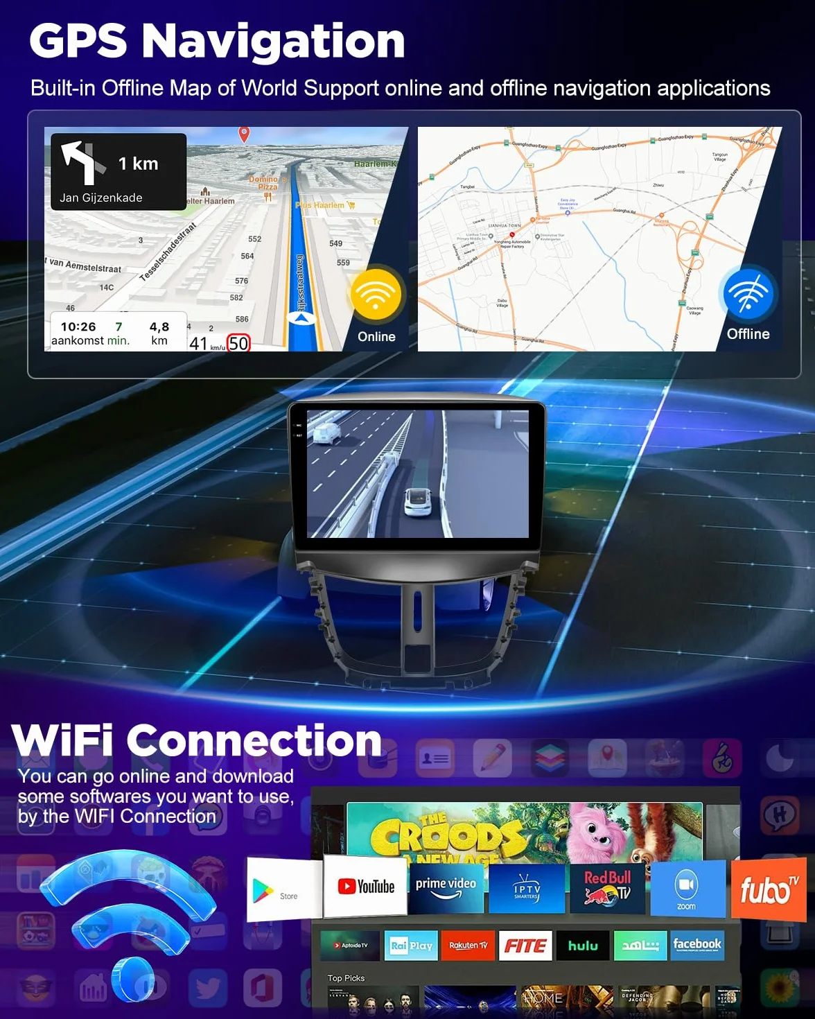 NHOPEEW 4+128G Android Autoradio per Peugeot 207 2006-2015 con Wireless Carplay e Android Auto - Schermo incell da 9 pollici Supporto WiFi GPS Comandi al volante + Telecamera di retromarcia, Canbus