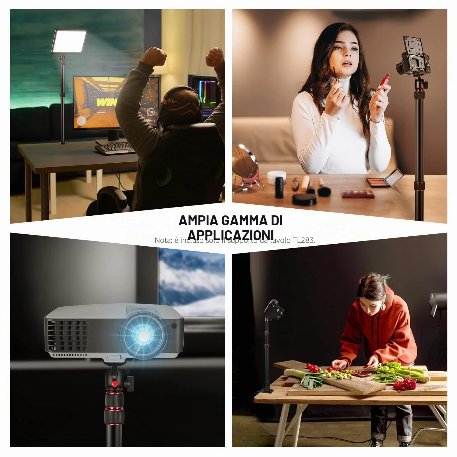 NEEWER Stand Estensibile da Tavolo con 1/4” Testa a Sfera, 43-102cm Regolabile Cavalletto con 1/4” Vite Adattatore & Morsetto-C per Reflex Digitali Luci Anulari Streaming Vlog, Massima Portata 3kg