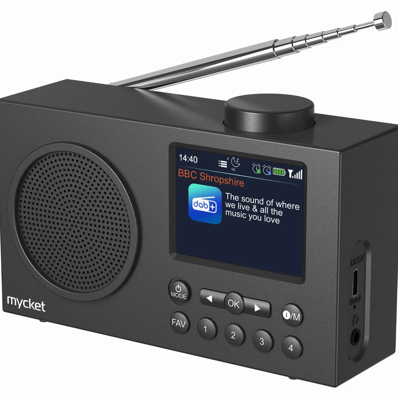 Mycket Portatile DAB/DAB+ Radio, FM Digital Radios con 2025 Tecnologia del Ricevitore Signal più Recente, Radio Ricaricabile con Bluetooth 5.0,Doppia Sveglia, 40 Preimpostazione, 2,4" Colori Display