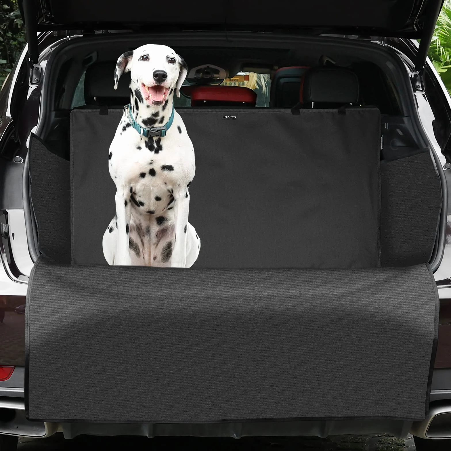 KYG Telo Auto per Cani Tessuto Oxford Impermeabile Antipolvere Tappetini per Bagagliaio Protezione Universale Posteriore Bagagliaio Fodera per Animali con Protezione Laterale Nero