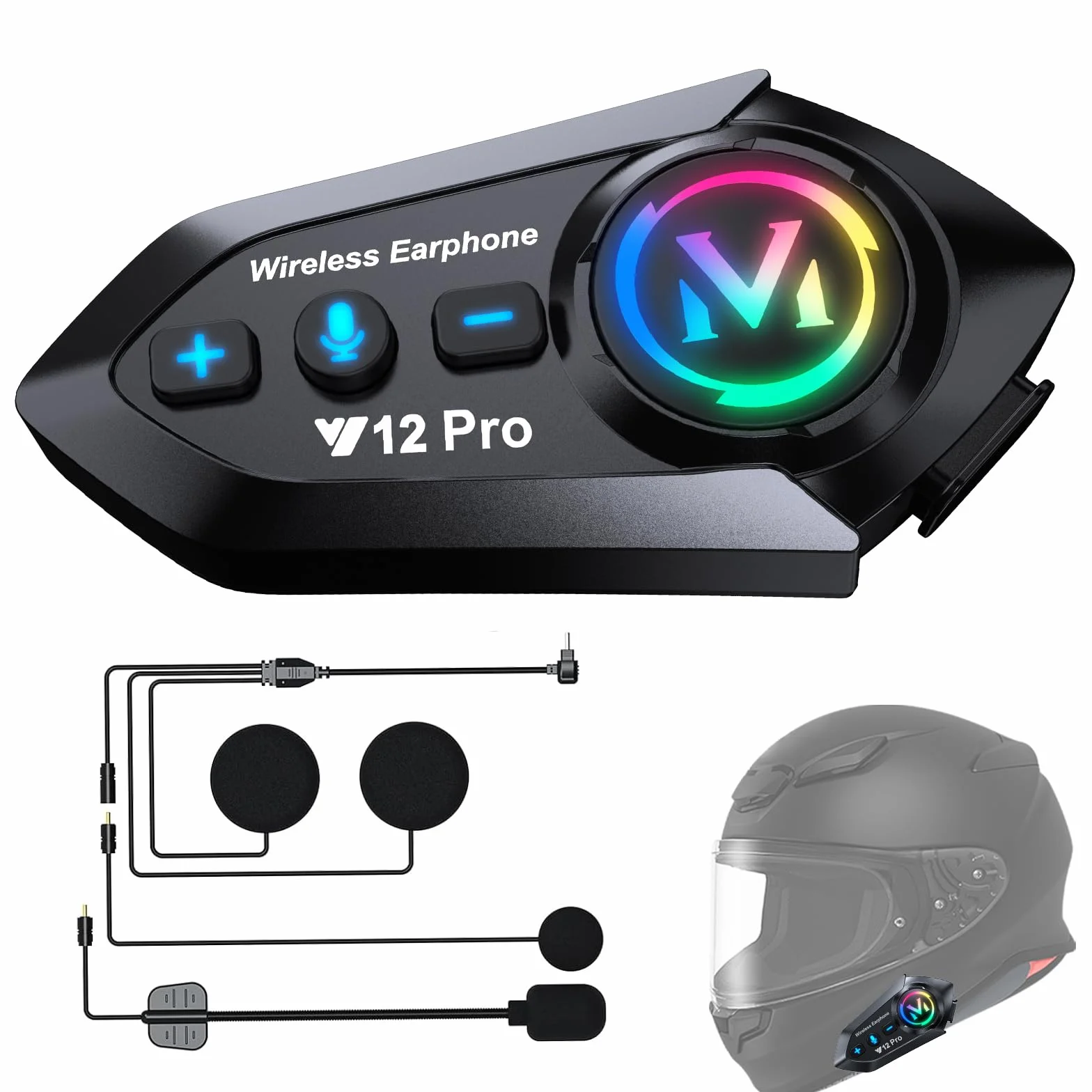 Auricolare Casco Moto Bluetooth 5.4 Interfono Moto Casco Coppia 500M Sistema di Comunicazione per 2 Motociclisti