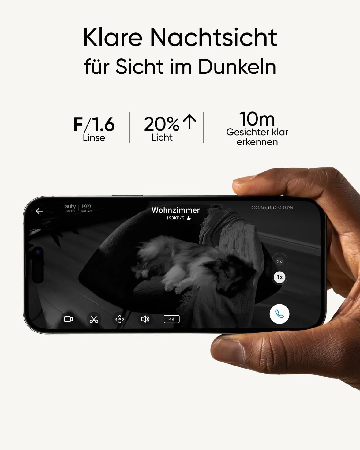 eufy Security Telecamera di sicurezza interna CAM S350, doppia risoluzione 4K UHD, zoom 8× e PTZ a 360°, ideale per baby monitor / fotocamera per animali domestici/sicurezza domestica (ricondizionato)