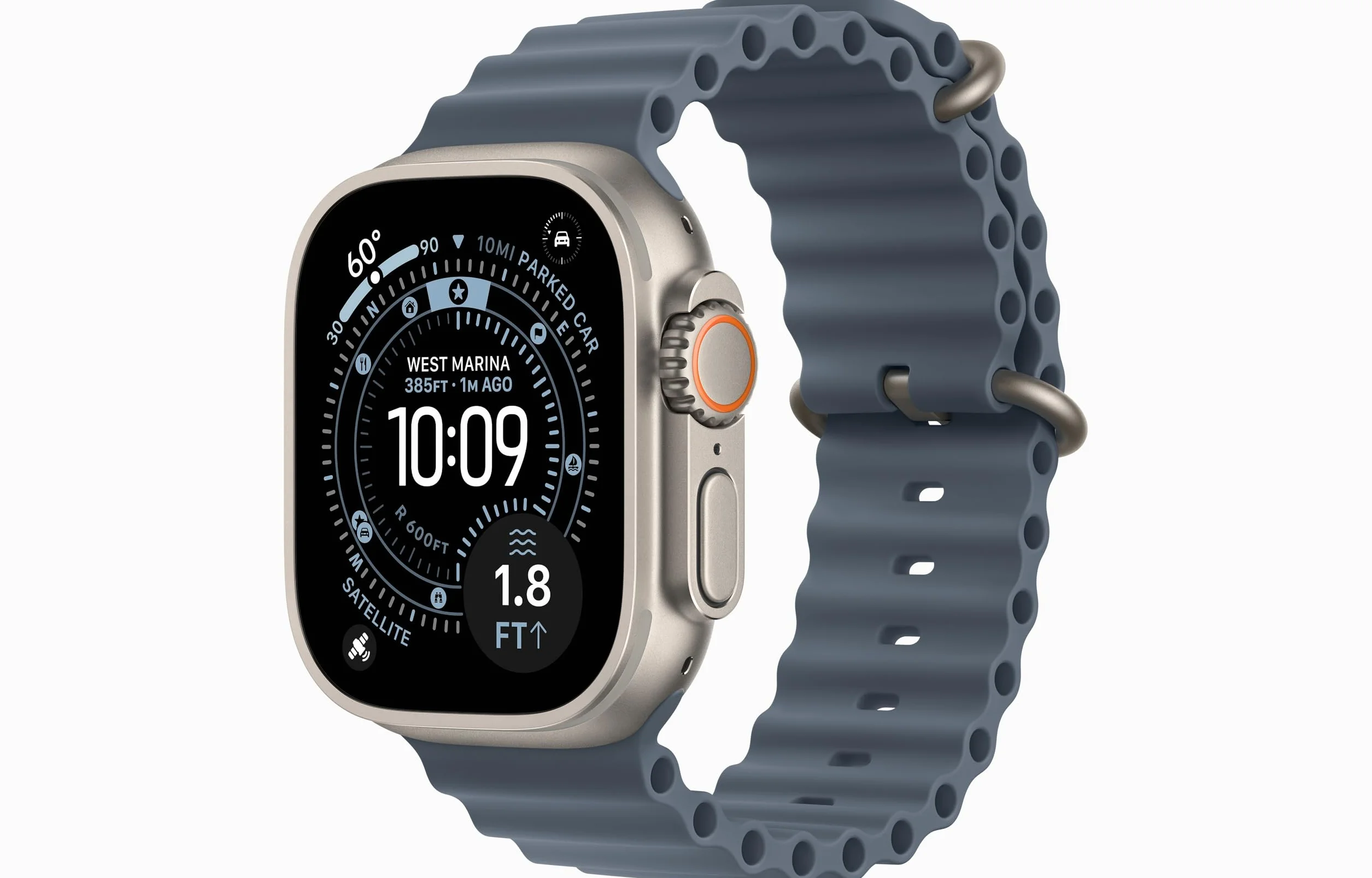 Apple Watch Ultra 3 [GPS + Cellular, 49mm] Cassa in Titanio Naturale con Cinturino Ocean Blu Salmastro (Ricondizionato)
