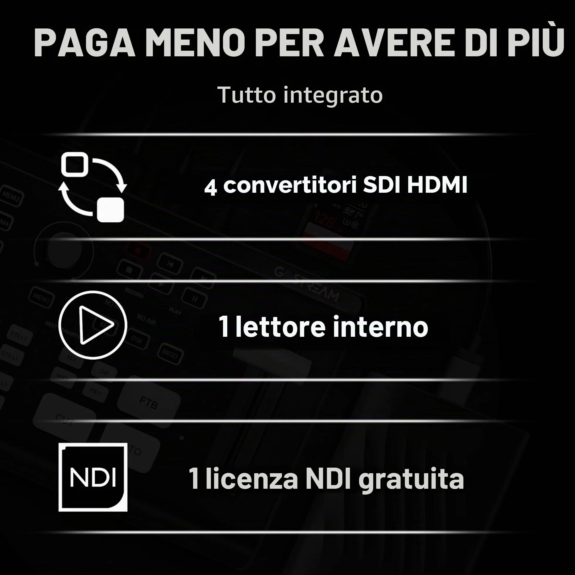 Osee GoStream Duet SDI e HDMI Mixer Video e Commutatore con Registrazione SD e Supporto NDI HX, Design Leggero con Dissipazione del Calore per Streaming Live in Tempo Reale