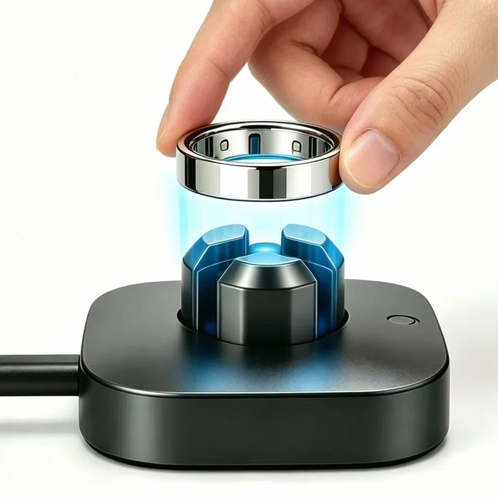Caricabatterie intelligente compatibile con Oura Ring Gen 4 (Taglie 7/8/9/10/11/12/13) — Base di ricarica rapida con cavo USB-C (Non compatibile con Ring Gen 3)