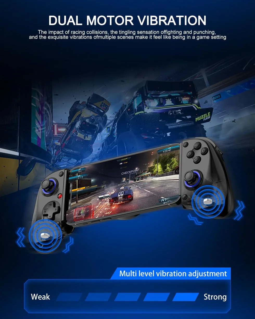 Bluetooth Mobile Game Controller for Nintendo Switch 2 & iOS & Android & Tablets, Wireless Gamepad Grip with Hall Effect Trigger Joystick, Ergonomic Phone Controller for iPhone, iPad Pro, Samsung