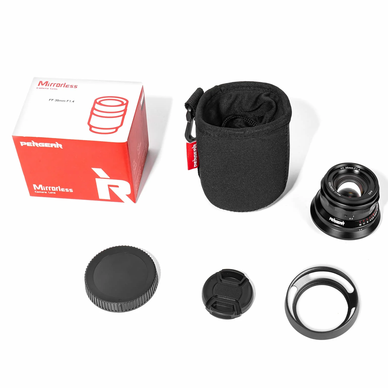 PERGEAR 35mm F1.4 Full-Frame Obiettivo con messa a fuoco manuale, compatibile con fotocamere Sony E-Mount A7RIII A7RIV A7S A7SII A7SIII A9 A7C A6400 A6000 A6600 A6100 A6500 A6300