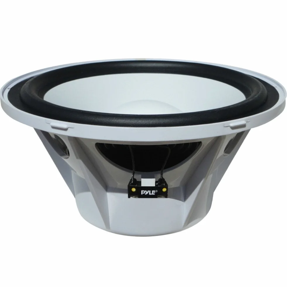 SUBWOOFER PYLE PLMRW10 IMPERMEABILE MARINO WATER PROOF DA 10" 25,00 CM 250 MM BIANCO PER IMBARCAZIONI BARCA GOMMONE PISCINA O LOCALI ALL'APERTO SINGOLA BOBINA DA 4 OHM DA 250 WATT RMS E 500 WATT MAX
