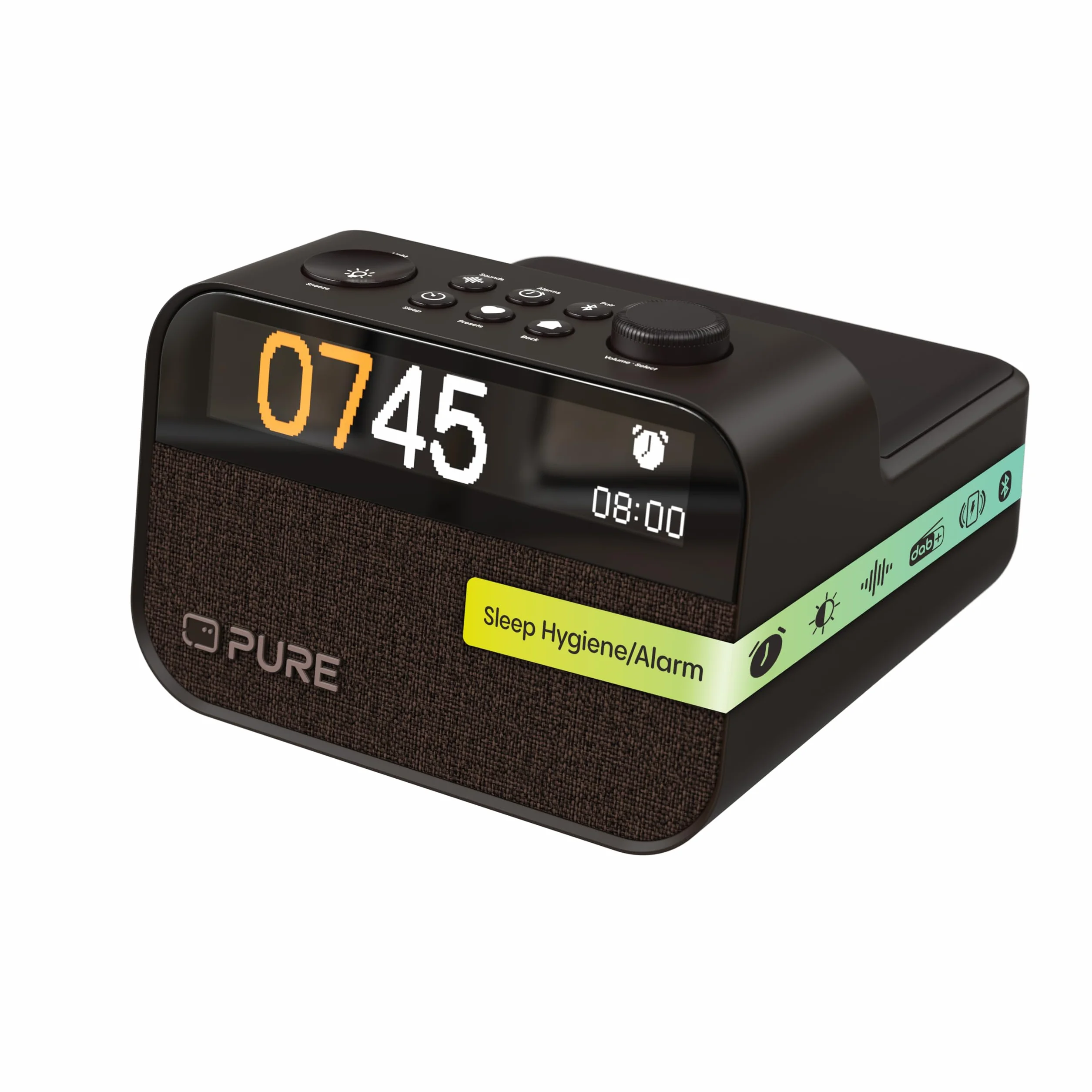 Pure Moment Charge – Radiosveglia con Wireless, DAB+/FM, Bluetooth, suoni naturali, Wake-up Light, Nero – Perfetto per camera da letto e ufficio