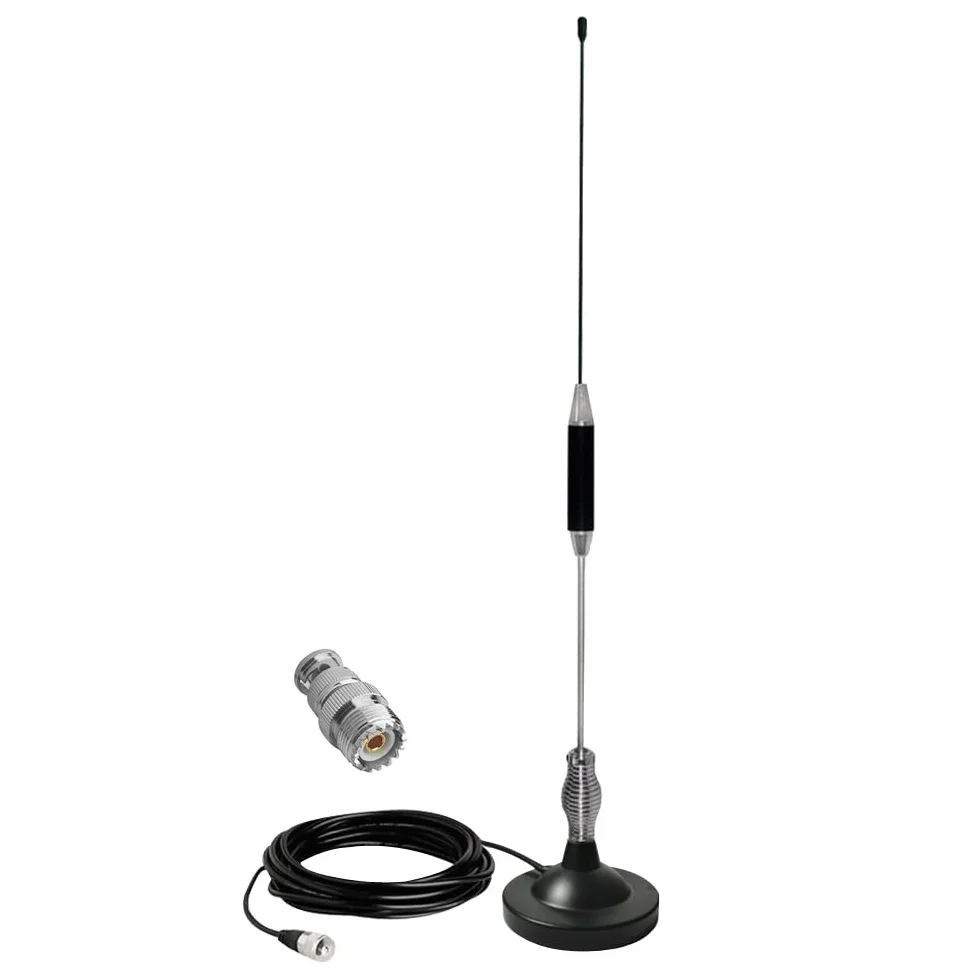 Antenna CB Magnetica 27 Mhz per Auto, Camion | Universale per Radio CB Midland, Uniden, President, Cobra,Alan | Con 5m RG58-Cavo, Connettore UHF PL259 & BNC, Ø95 mm Base Calamita, Alta 67cm