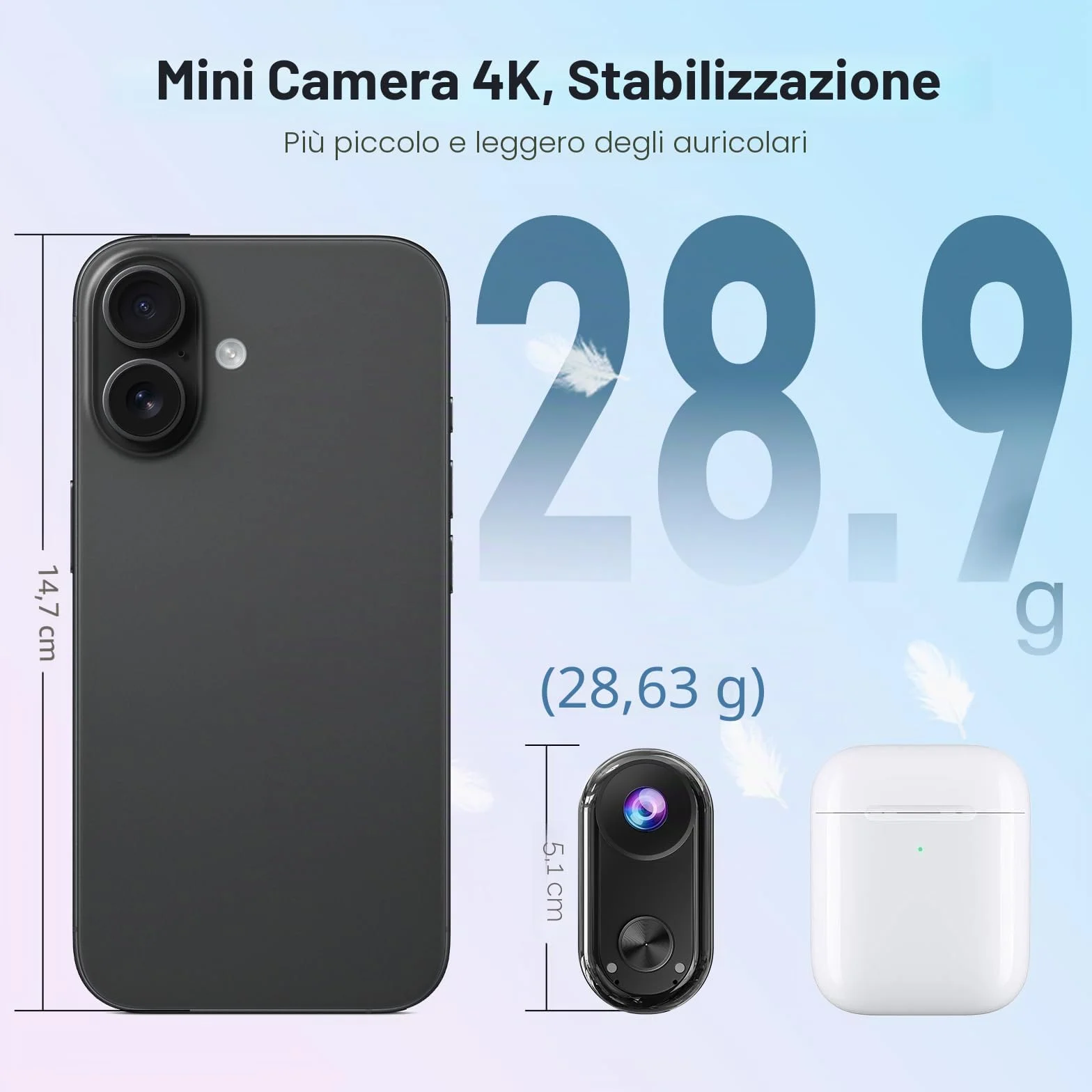 Mini Action Cam 4K,20 MP Portatile Body Camera,6 Assi Stabilizzata POV Camera,Macchina Fotocamera Subacquea 40M,WiFi Mini Videocamera Magnetica (64 GB e Accessori di Montaggio)