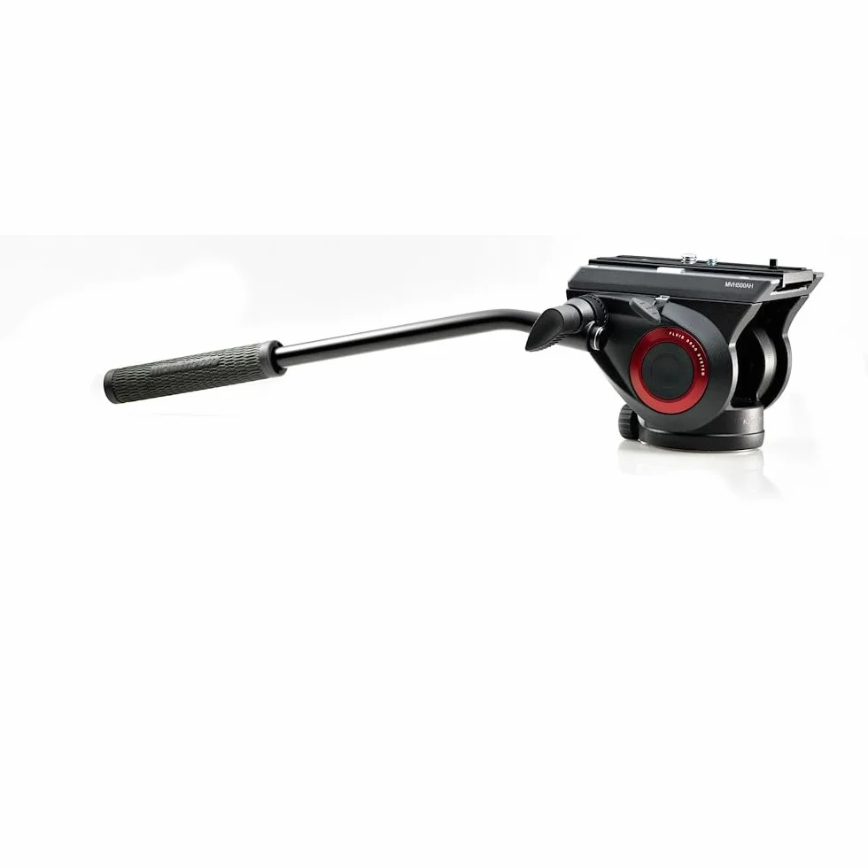 Manfrotto MVH500AH Testa Video con Base Piatta, 1 Leva Fissa, Alluminio, Nero