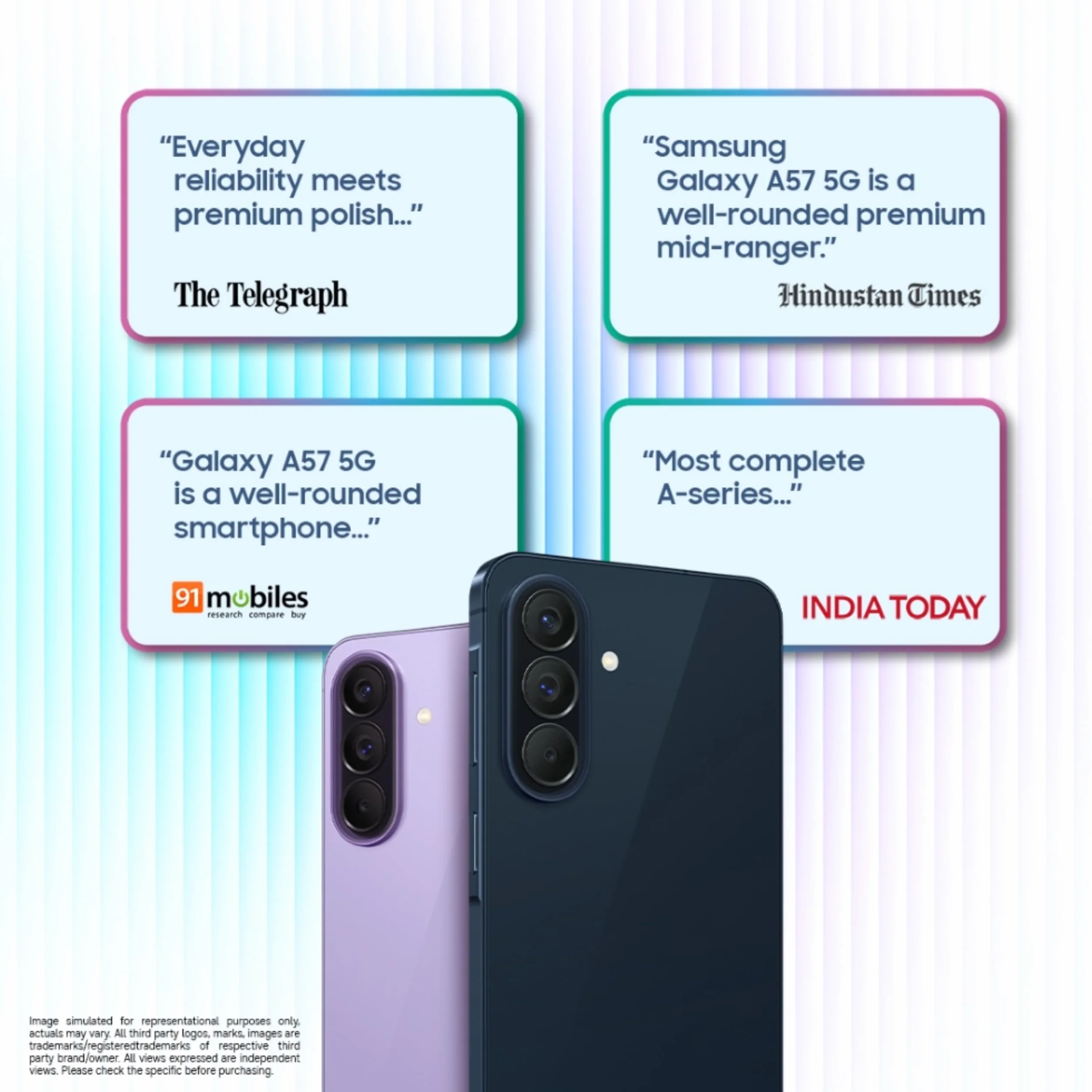 Samsung Galaxy A57 5G (Awesome Navy, 8 GB di RAM, 256 GB di archiviazione), Agentic AI, Tripla fotocamera con video Nightography, durata della batteria 2 giorni, aggiornamenti OS 6 Gen, IP68, 6,9 mm