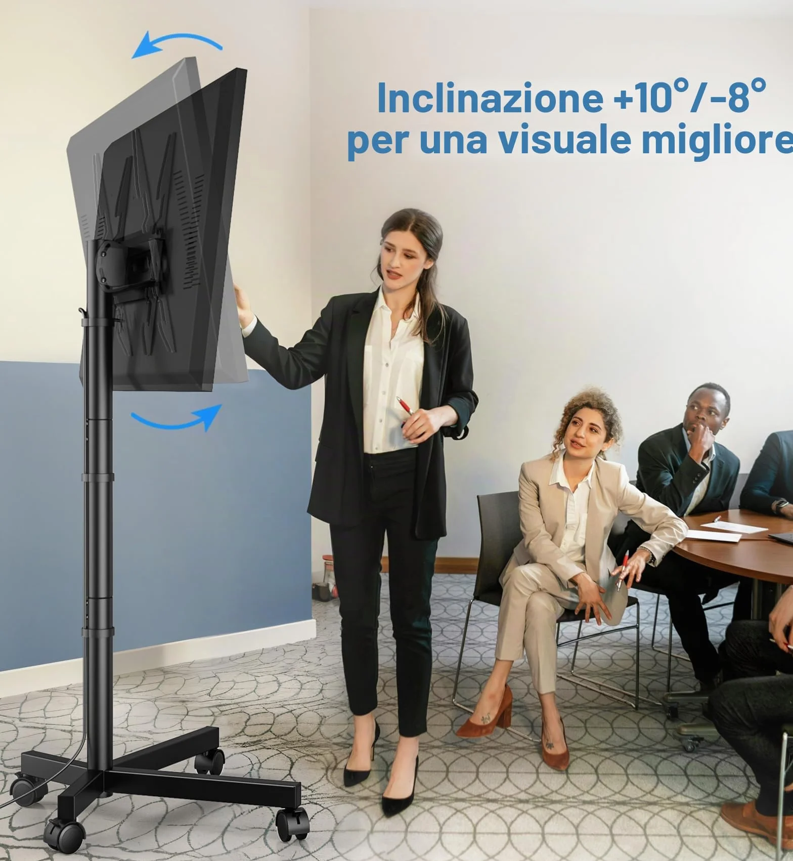 Supporto TV da Pavimento per Schermi Plasma/LCD/LED 23-60 Pollici con Ruote, Carrello Staffa Porta Mobile Supporto TV Fino a 40 kg, Max VESA 400 x 400 mm