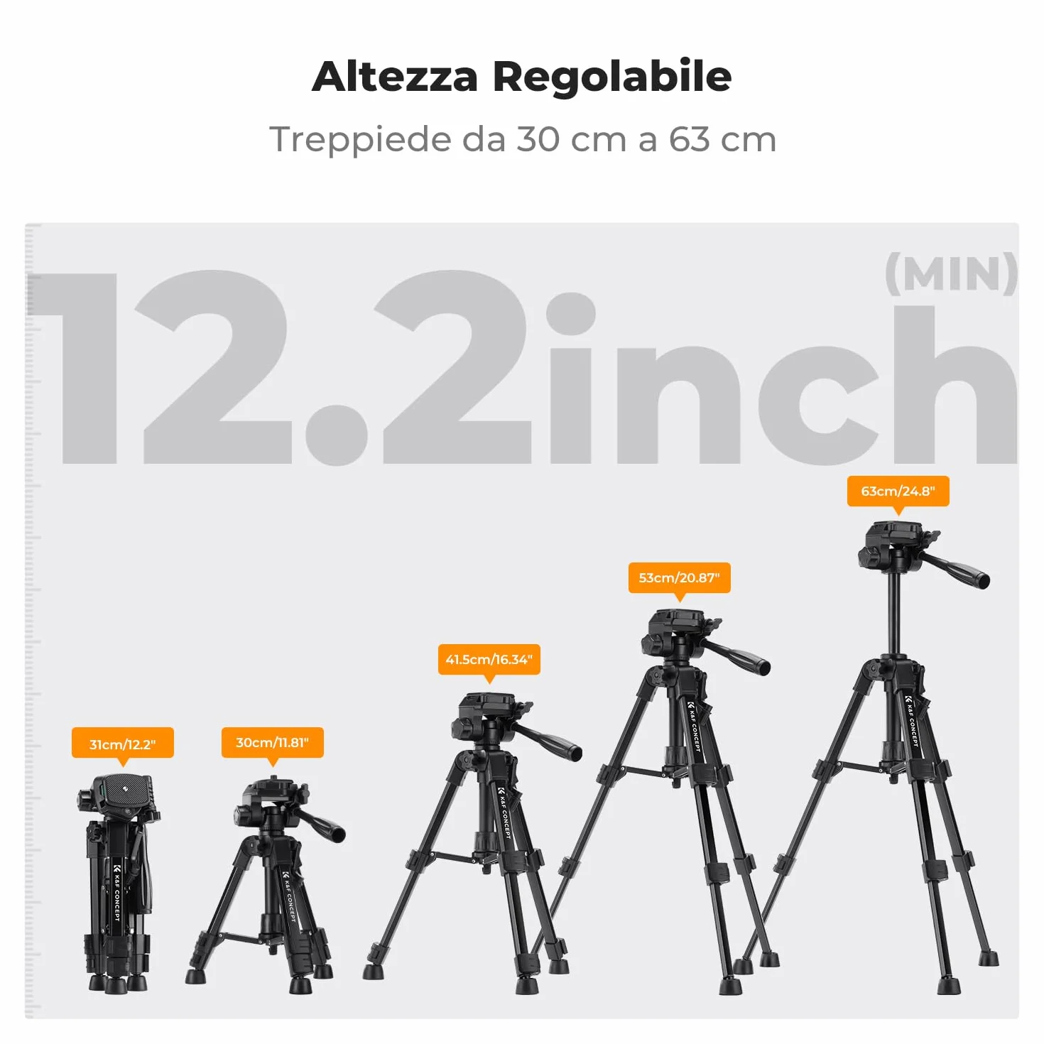 K&F CONCEPT Mini Treppiede per Fotocamera 64CM, Treppiede da Tavolo in Alluminio con Telecomando, Mini Travel Tripod S233A0, Treppiede Piccolo per DSLR, VCR, Cellulari, Proiettori e Telescopi, ecc.