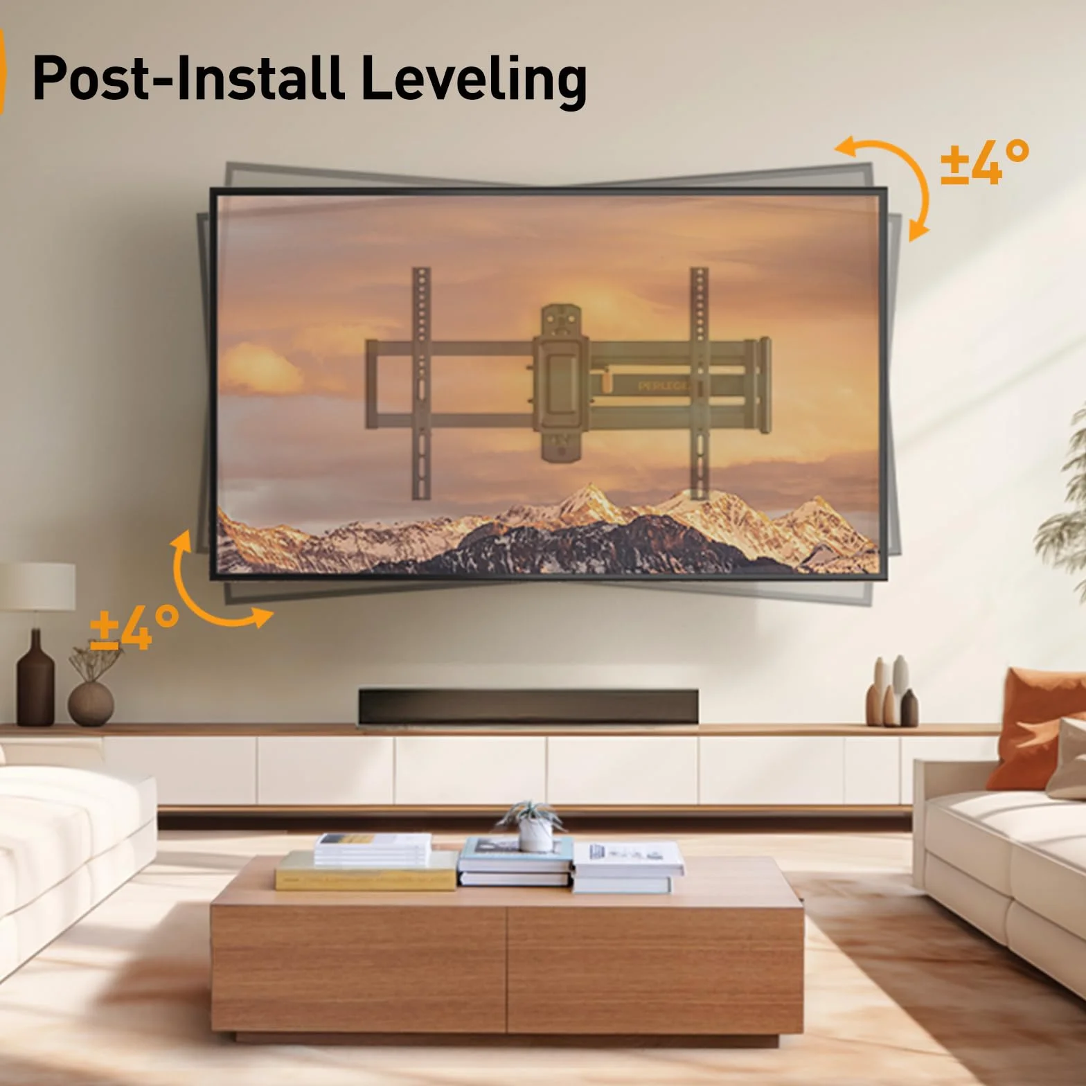 Perlegear Supporto TV Parete Braccio Extra Lungo 822mm 32-75 Pollici 45 kg Girevole Inclinabile Orientabile VESA 600x400mm