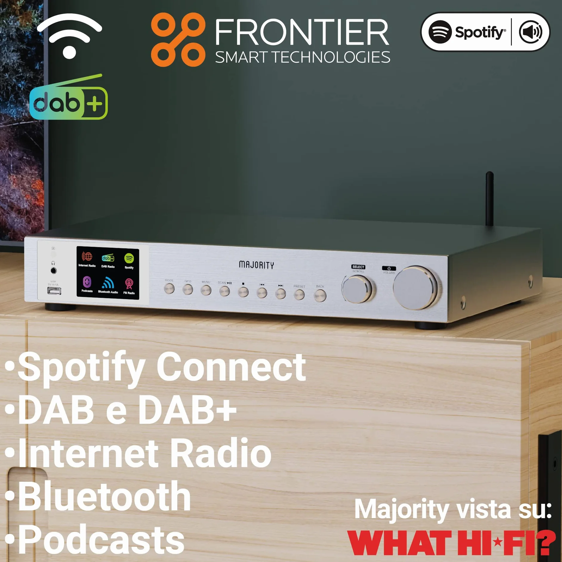 Majority Fitzwilliam Internet Radio DAB+ WLAN Bluetooth HiFi Radio Digitale Cucina