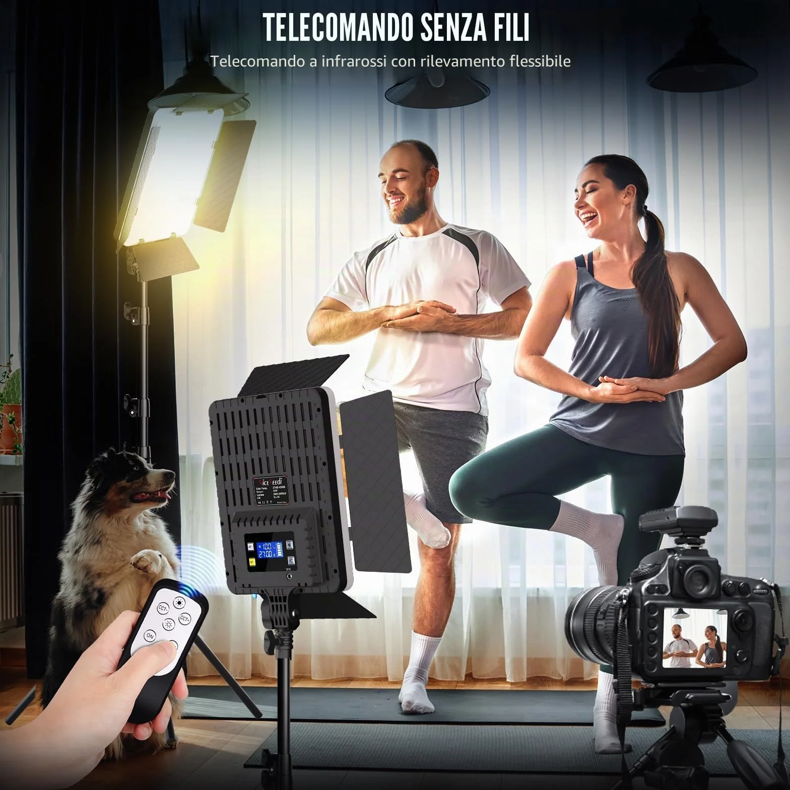 Niceveedi Illuminazione Fotografica, 2 Luci Da Studio Bicolore 2700-6500K 36W Kit Luce Video Led Dimmerabile Per Streaming Video/Giochi/Ritratti Con Camera, Luci Cri 95+ &Telecomando e 183cm Treppiede