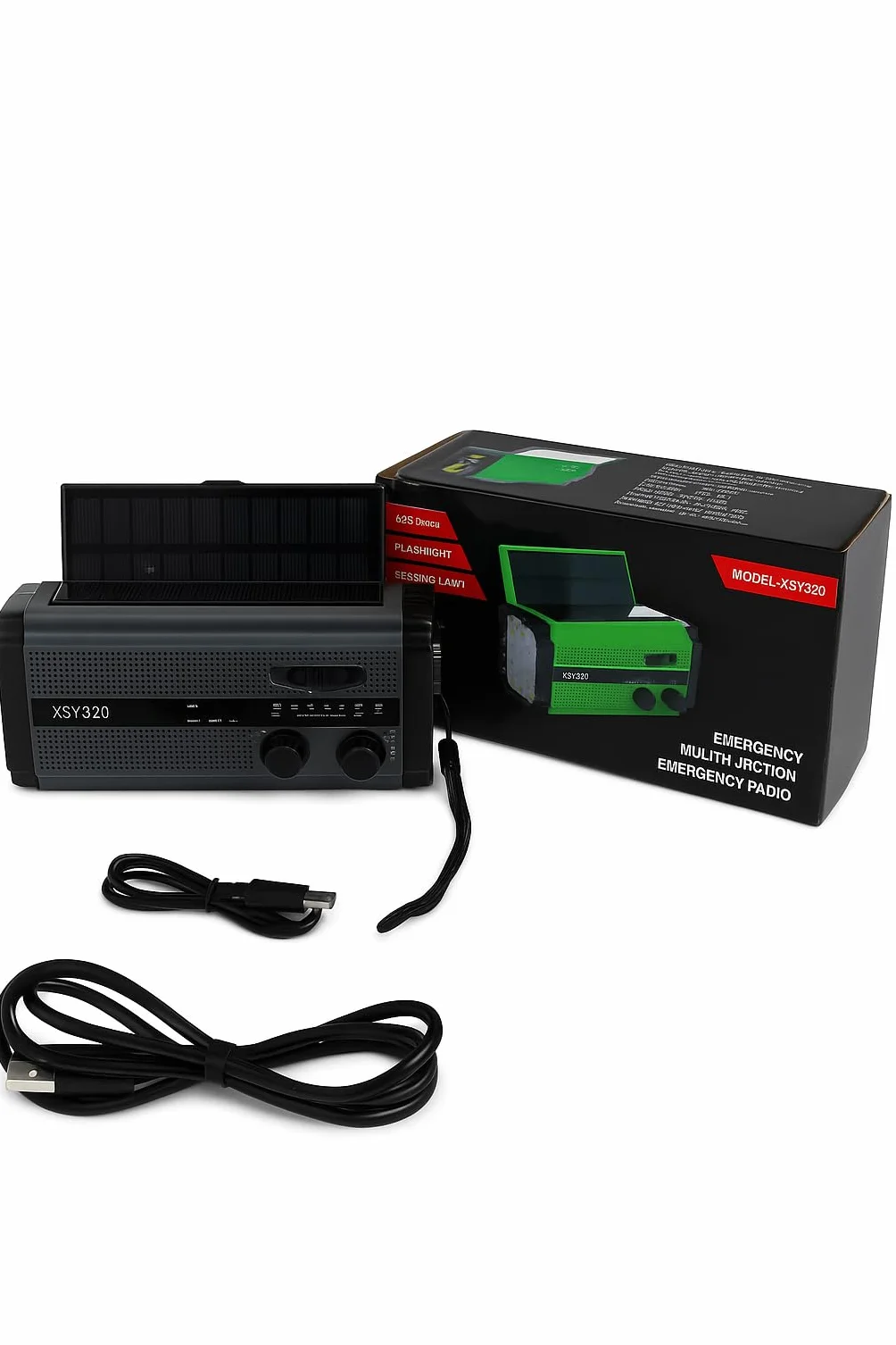 Radio a manovella di emergenza 5000 mAh 18500 mWh AM FM portatile con pannelli solari SOS torcia