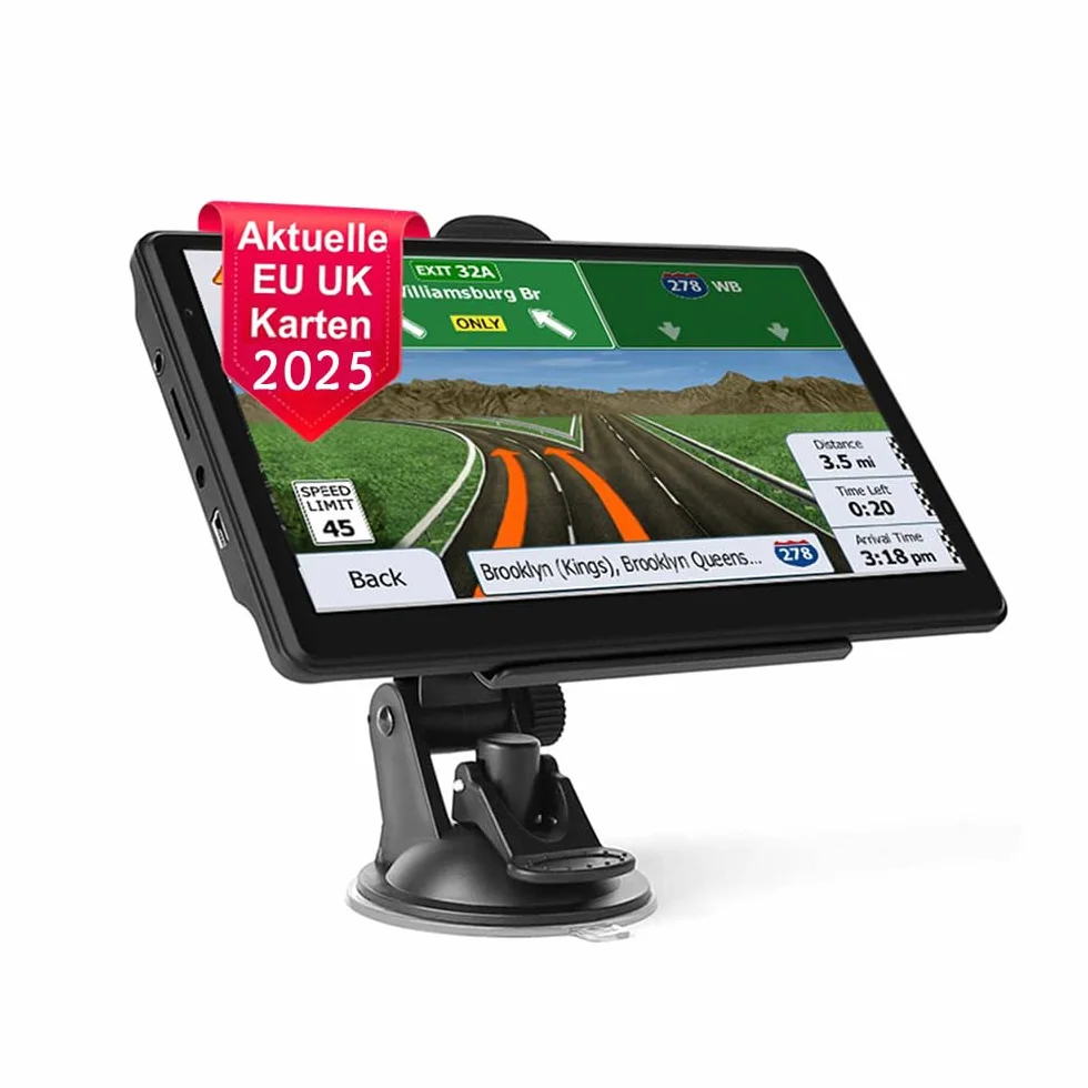 NEWFUN Navigatore Camion,Navigatore Auto,2025 5 Pollici GPS Touchsceen 8GB,con POI Avviso Guida vocale Lane Programma gratuito a vita Aggiornamento UE,per Auto Camion