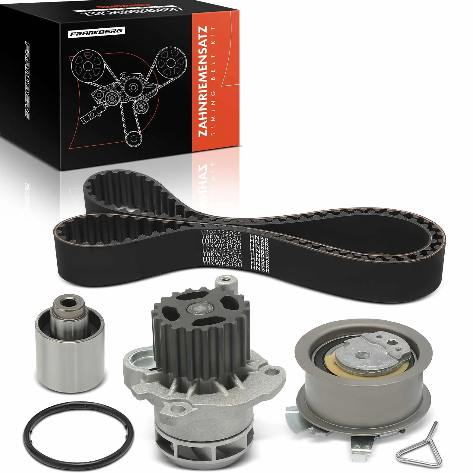 Frankberg Kit cinghia dentata Set cinghia dentata Diesel Compatibile con Golf V Variante 1K5 1.9L Transporter V Bus 7EB 7EJ 7HB 7HJ 1.9L Golf V 1K1 1.9L T.o.u.r.a.n 1T1 1T2 1.9L A2 8Z0 1.4L 045109243F