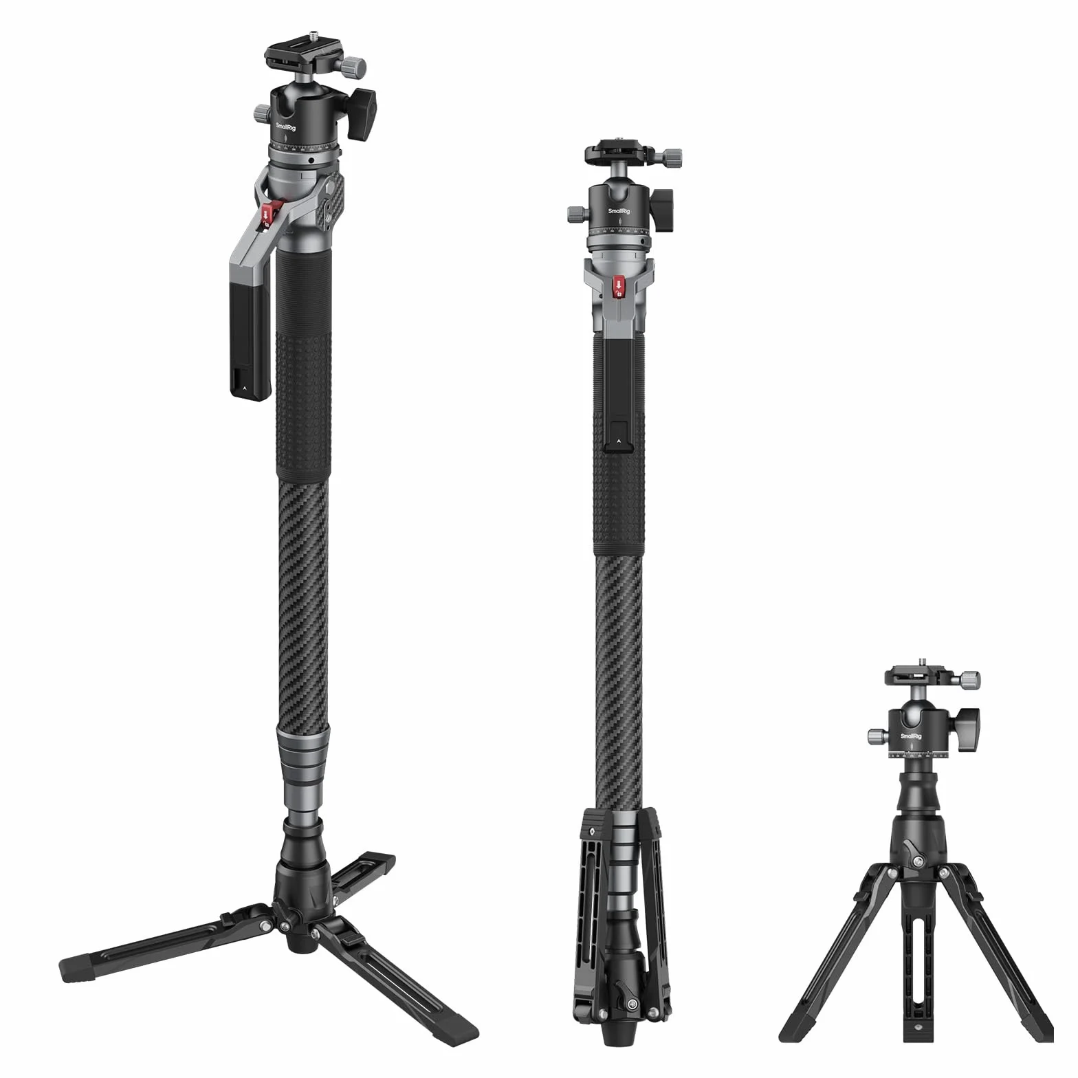 SmallRig Monopiede in fibra di carbonio da 166,5 cm / 65,6" per fotocamera, monopiede per fotocamera compatta con spazio di archiviazione di 68 cm / 26,8", con carico massimo di 5 kg - 5564