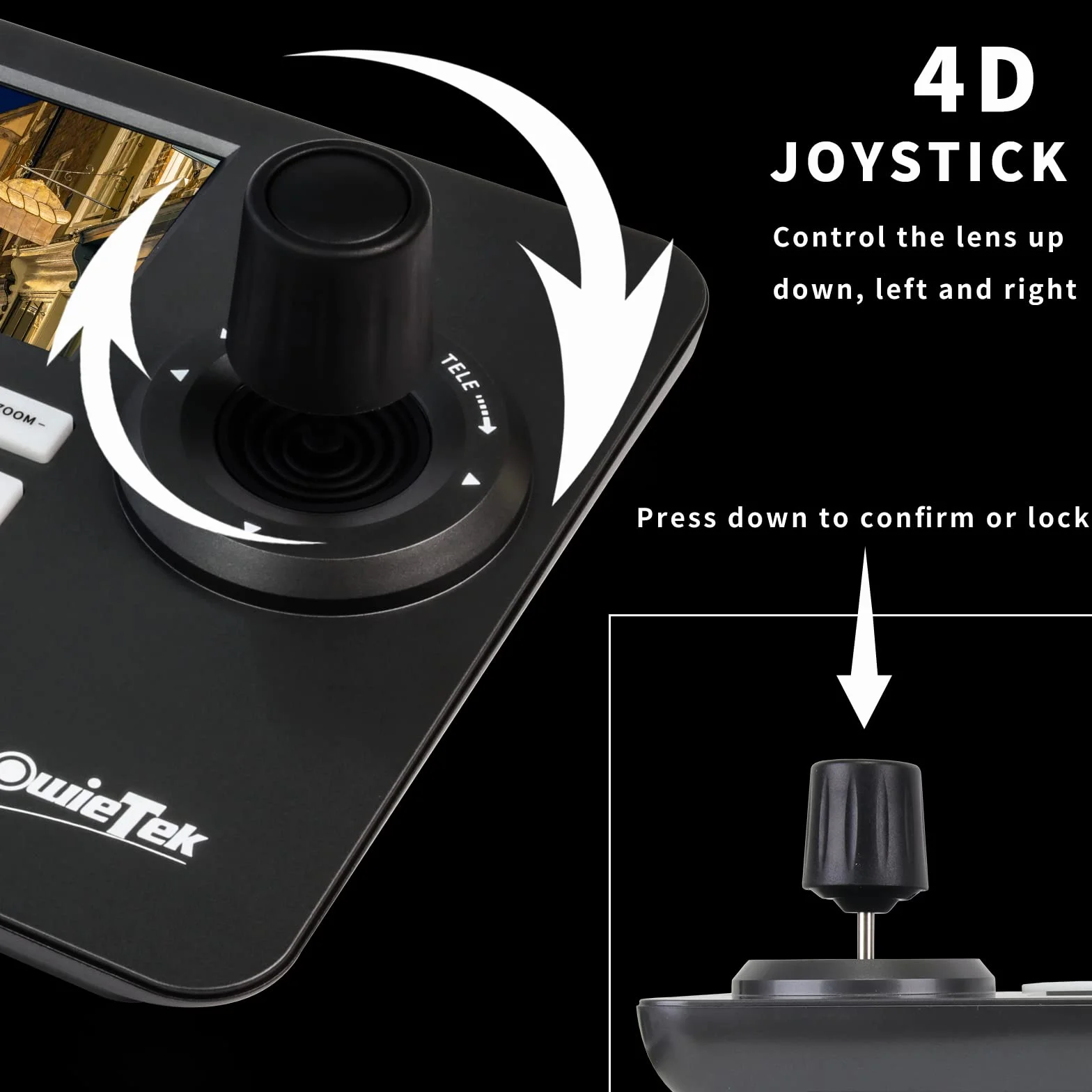 Tastiera IP PTZ Zowietek di nuova generazione | Controllore di rete | Joystick 4D con POE | Schermo LCD da 5 pollici | Decodifica H.264 e H.265 | Compatibile con telecamera IP di sicurezza dome