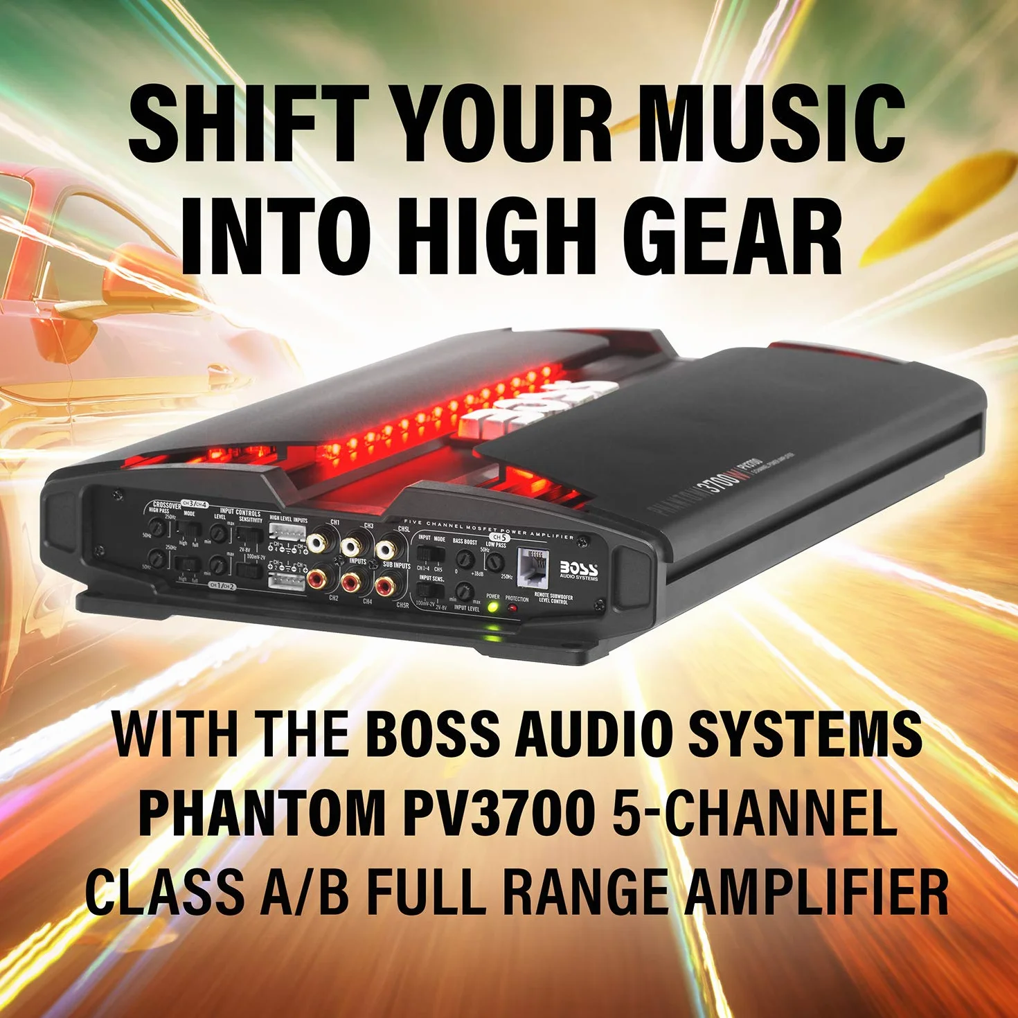 Boss Audio Systems PV3700 5.0 Car Wired Black audio amplifier - Audio Amplifiers (5.0 channels, 3700 W, A/B, 0.01%, 103 dB, 0 - 18 dB)