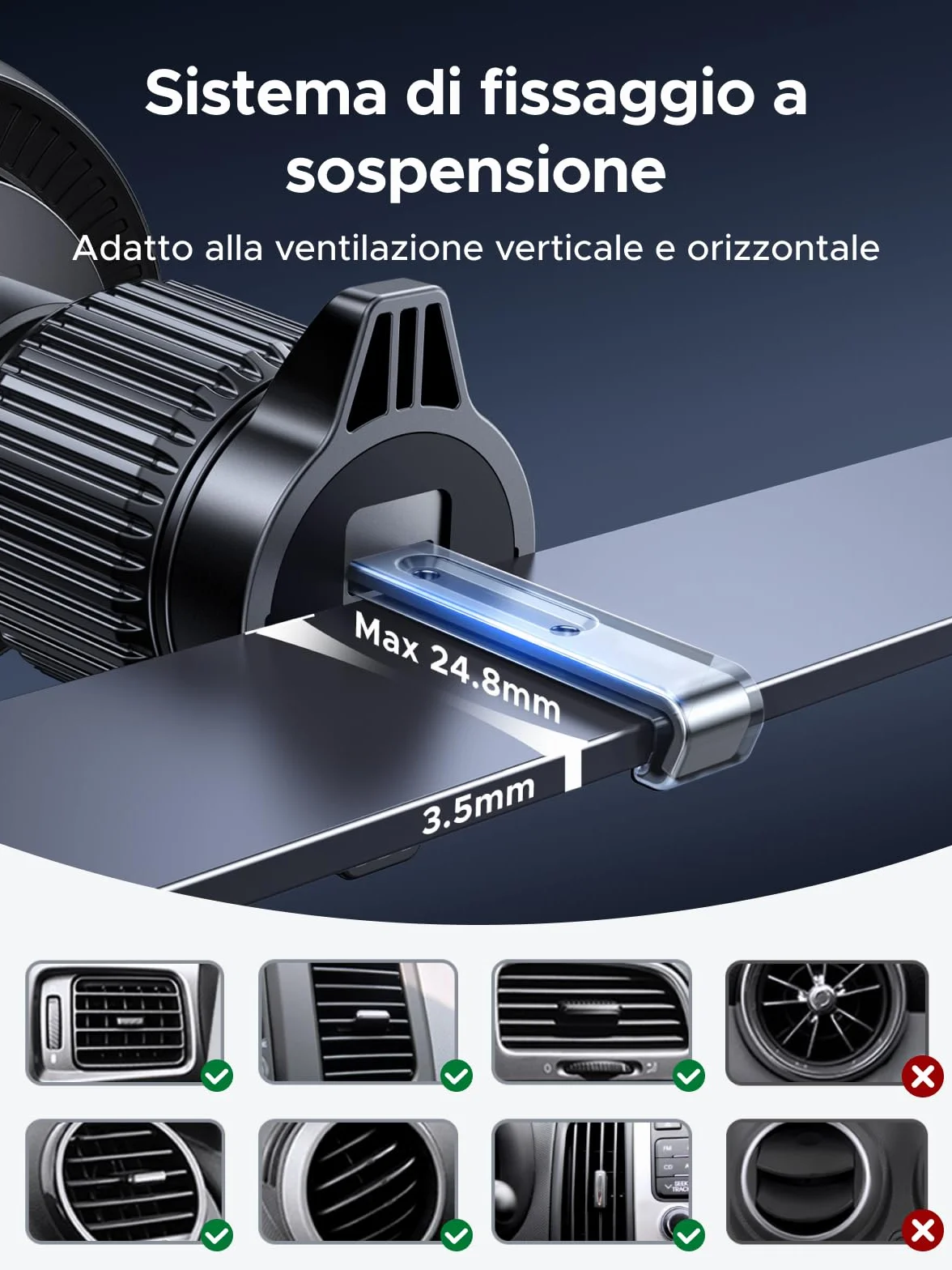 UGREEN MagFlow Pro Qi2 25W MagSafe Wireless Caricabatterie per Auto Compatibile con iPhone 17 16 15 14 13 12 Pro Max Air Plus, Raffreddamento TEC con Ventola Integrata, Montaggio su Bocchetta