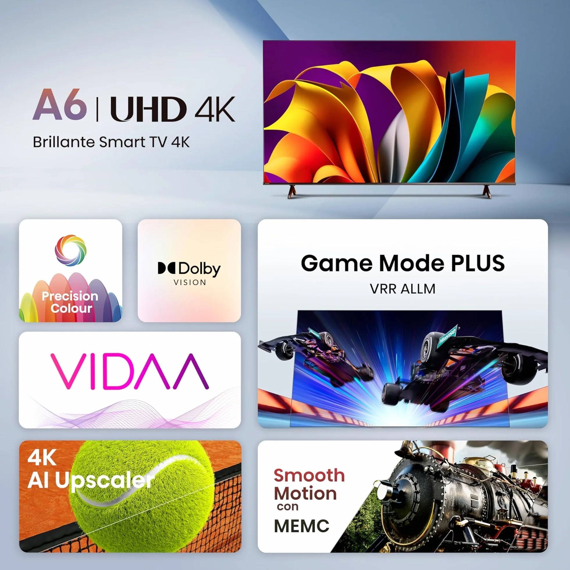 Hisense 43" 4K Ultra HD Smart TV 43A6N VIDAA U7 Dolby Vision HDR10+ DTS Virtual:X