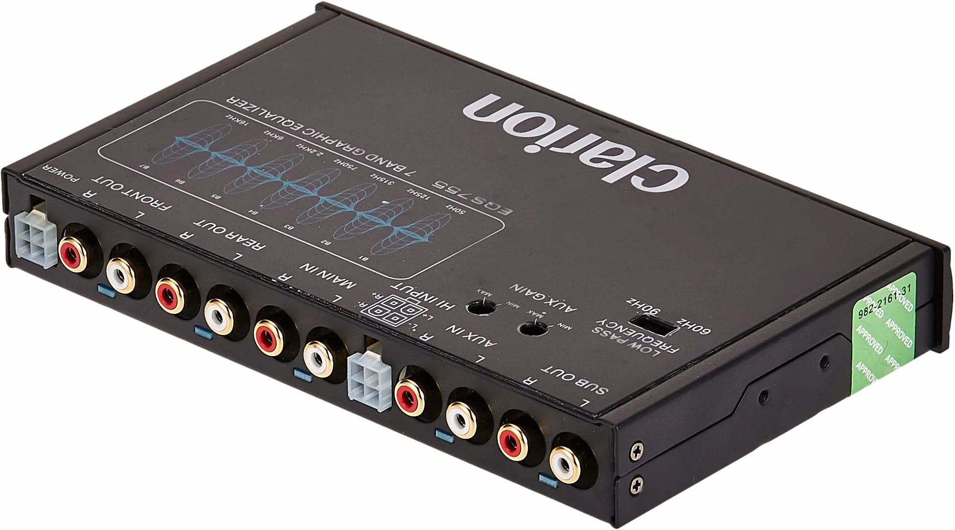 Clarion EQS755 7-Band Car Audio Graphic Equalizer with Front 3.5mm Auxiliary Input, Rear RCA Auxiliary Input and High Level Speaker Inputs, BLACK