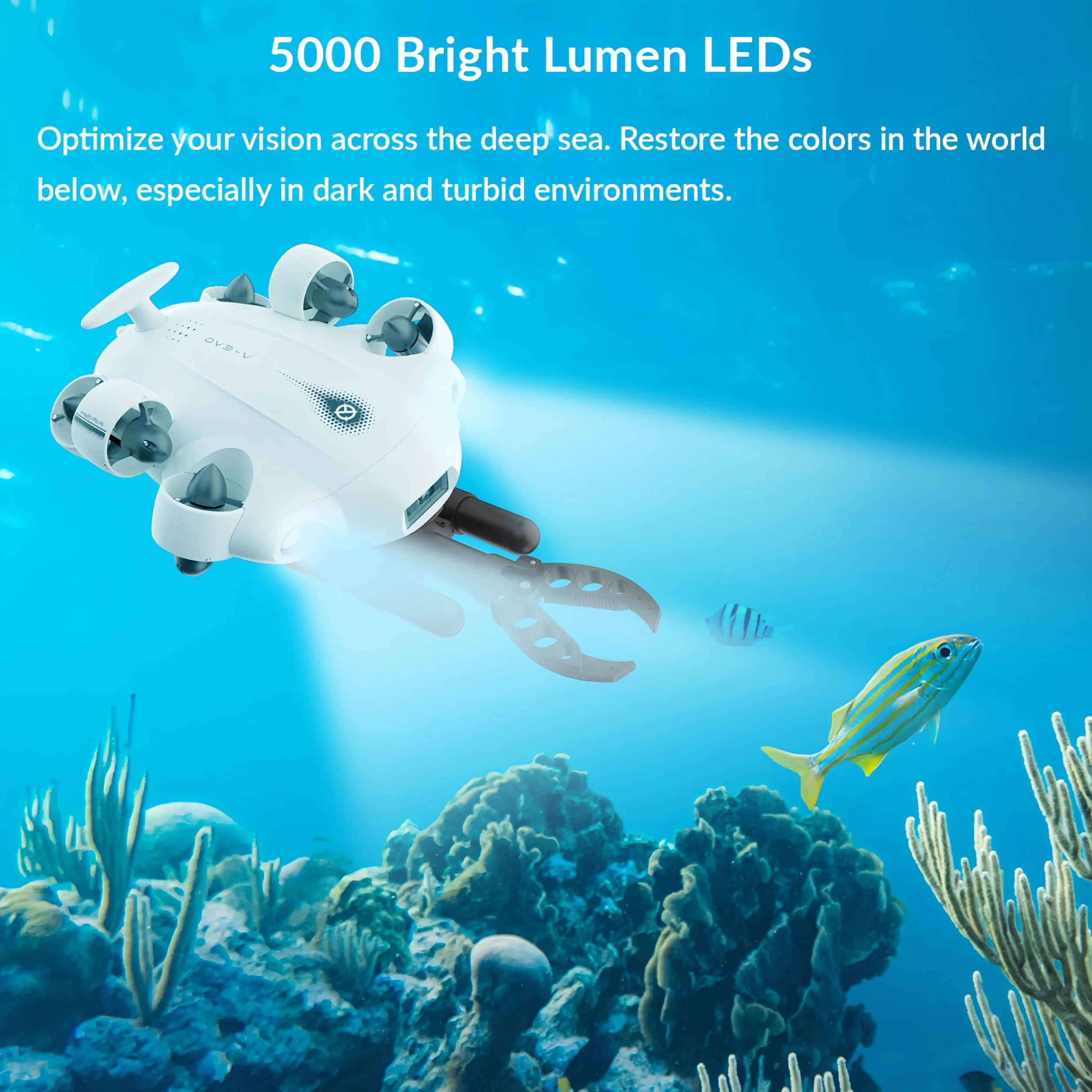 CAMOLECH FIFISH V-EVO 4K drone subacquea con braccio robotico AI Vision Lock 360° movimento omnidirezionale immersione fino a 100M ROV subacqueo (aggiungi braccio robotico)