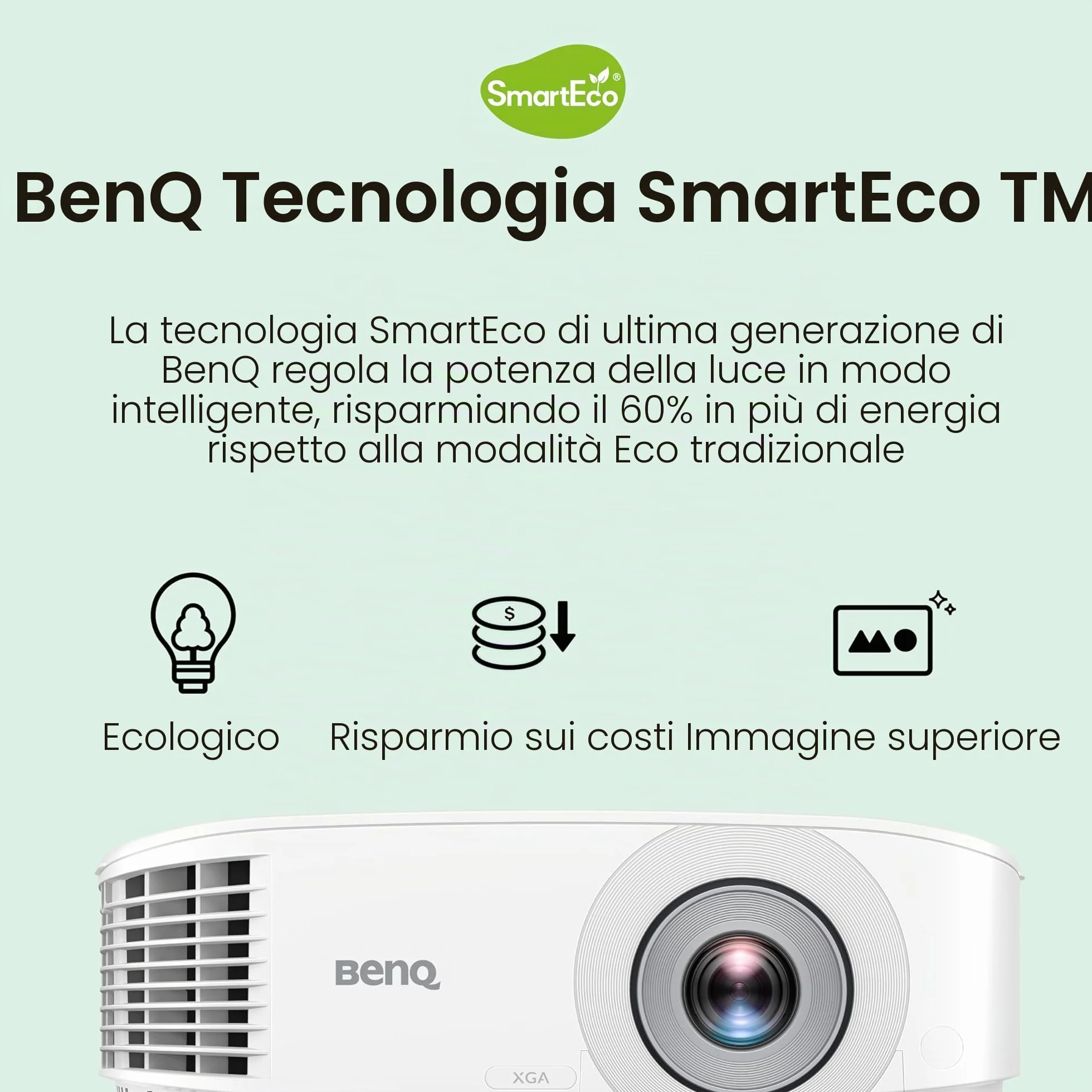 Proiettore BenQ MW560C WXGA Business, DLP, 4.000 lumen, contrasto 20.000:1, HDMI/VGA, correzione trapezoidale automatica, configurazione semplice, tecnologia SmartEco