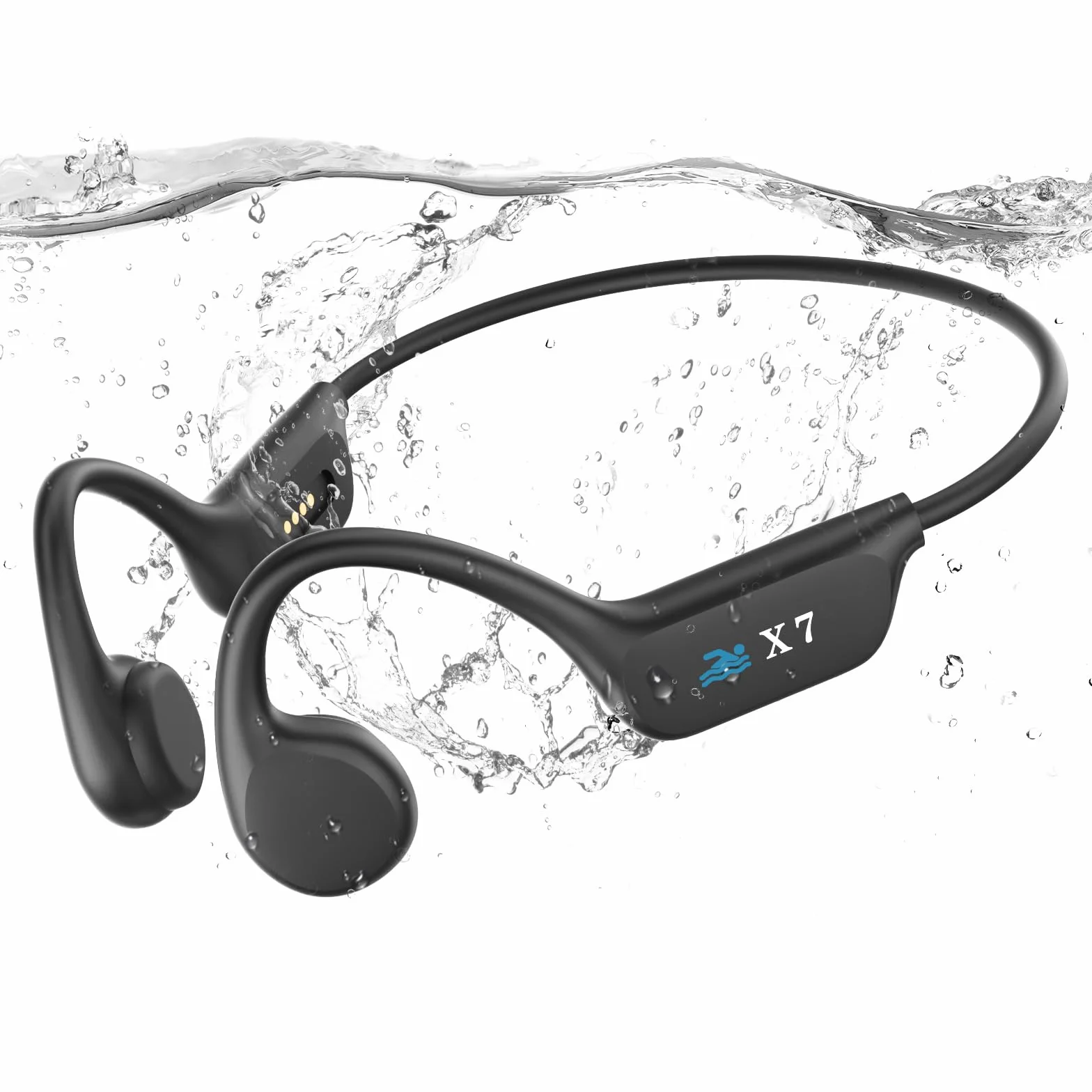 Cuffie Conduzione Ossea, Cuffie Nuoto per Piscina IP68, Auricolari Conduzione Ossea Bluetooth 5.4, Built-in MP3 32G Memoria, Auricolari Subacquee per il Surf, Nuoto, Corsa, Ciclismo