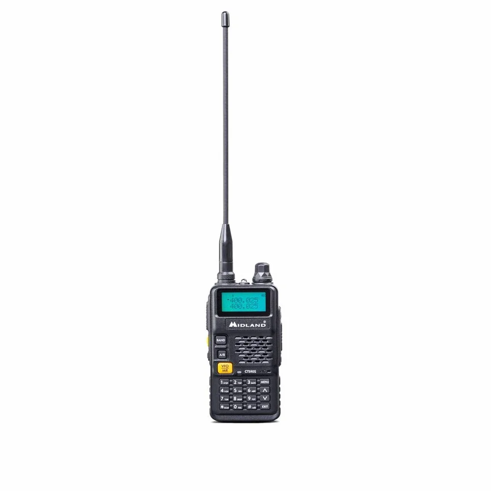 Midland Radio Ricetrasmittente CT590 S Dual Band VHF/UHF 128 Canali Squelch Digitale 18H Autonomia Batteria Accessori