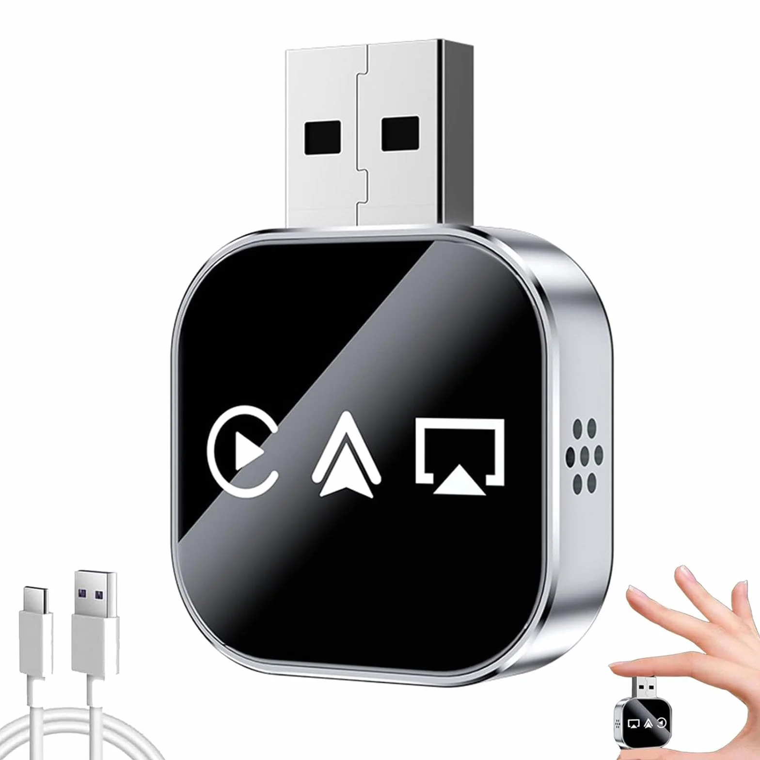 Adattatore 3 in 1 Kivont, Adattatore per auto 3 in 1 Kivont, Dongle CarPlay wireless aggiornato al 2026 con WiFi 2,4/5 GHz e Bluetooth 5.0, Plug and Play (for iPhone)