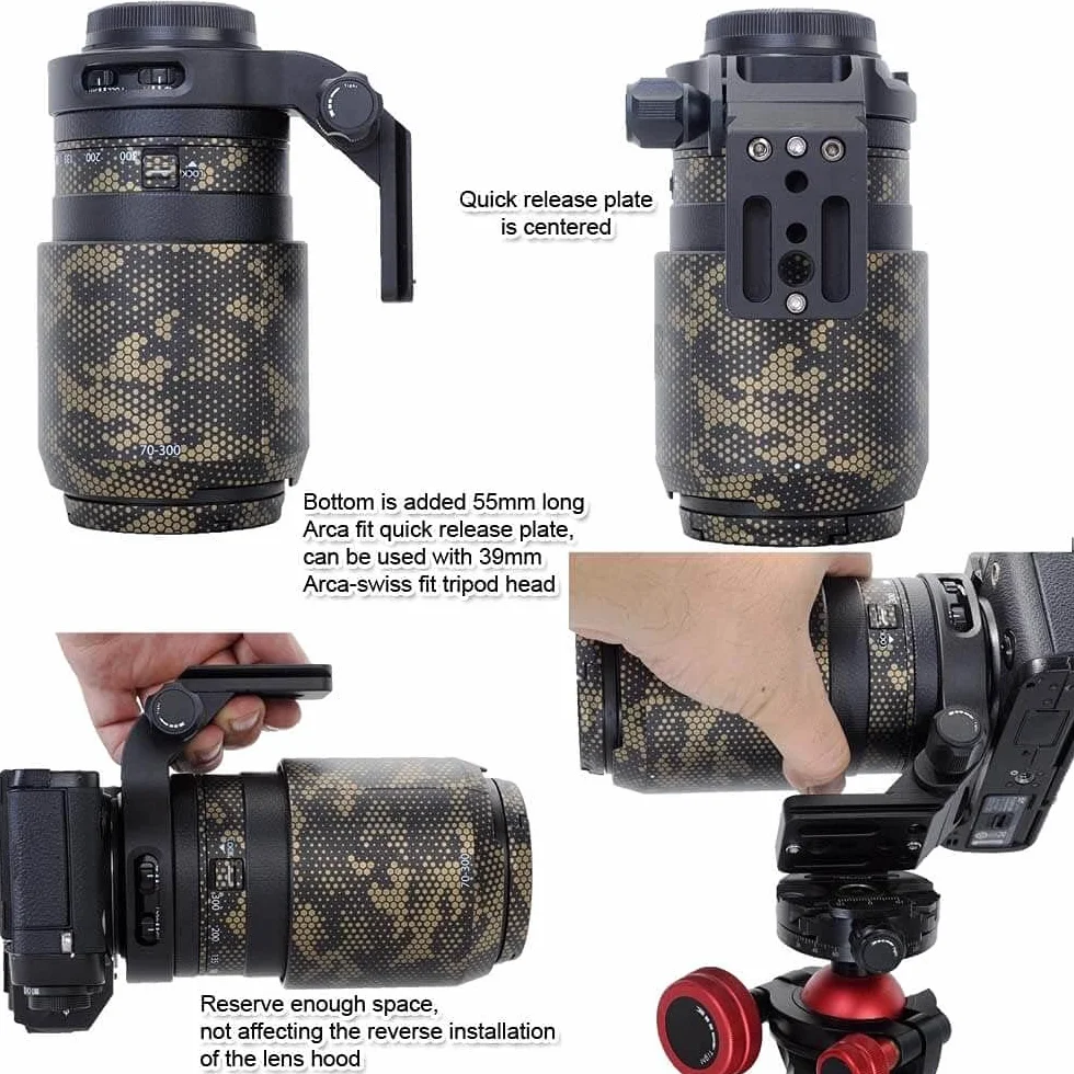 Anello di montaggio per treppiede compatibile con Fuji XF 70-300 f/4-5.6 R LM OIS WR e Fujifilm XF 55-200mm f/3.5-4.8 R LM OIS, staffa di supporto piastra a sgancio rapido per treppiede Arca-Swiss Fit