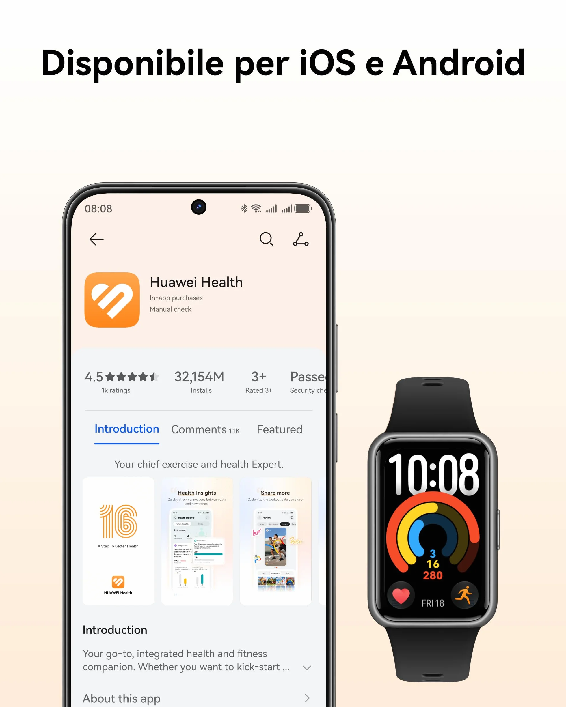 HUAWEI Band 11 Smartwatch, Display da 1.62" Super Luminoso, Fitness Tracker HRV del Sonno Medio, Fino a 14 Giorni, 5ATM Livello di Impermeabilità, Activity Tracker per il Benessere Emotivo, Nero