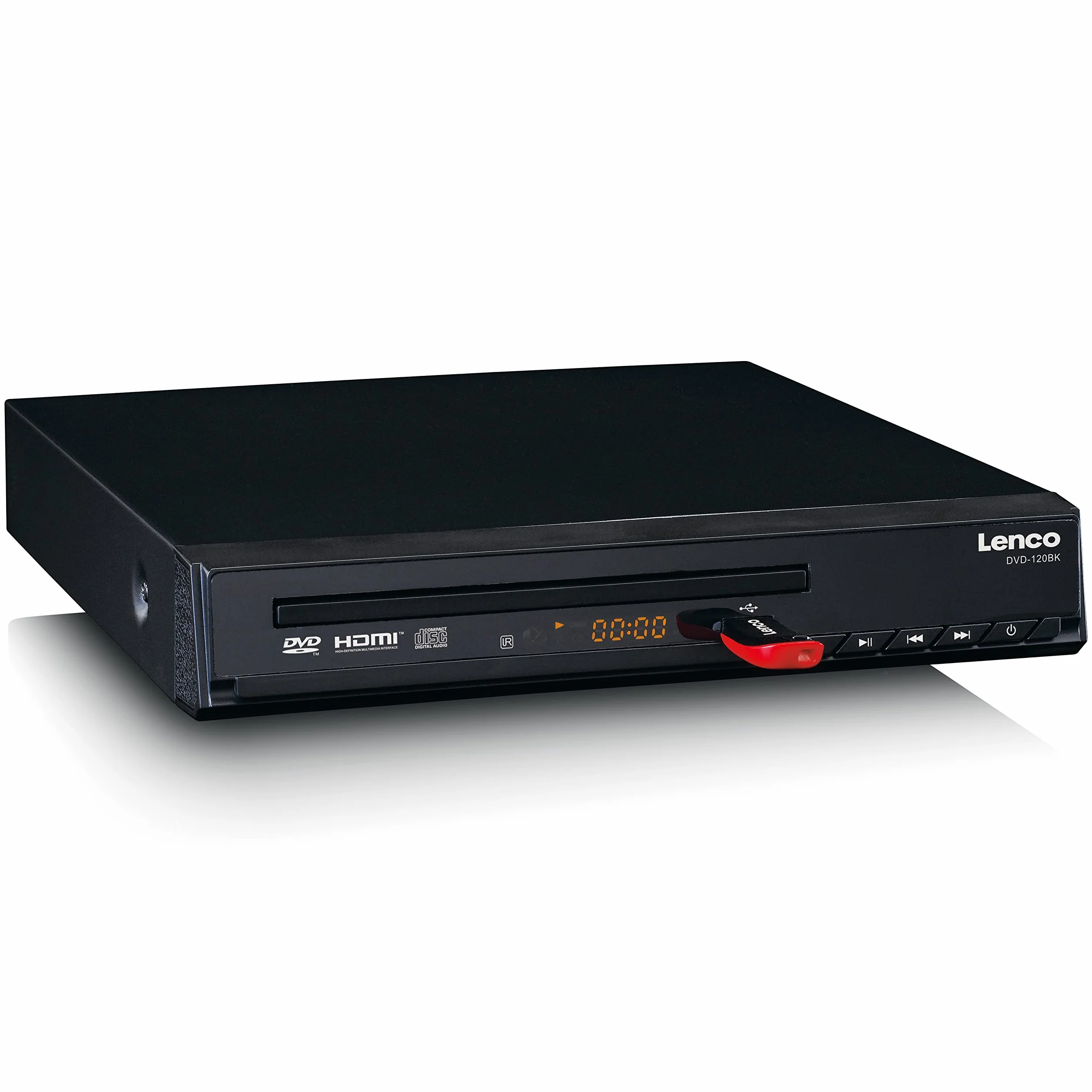 Lenco DVD-120BK - Lettore DVD con HDMI e Scart - Display LED - Telecomando - Riproduce da USB