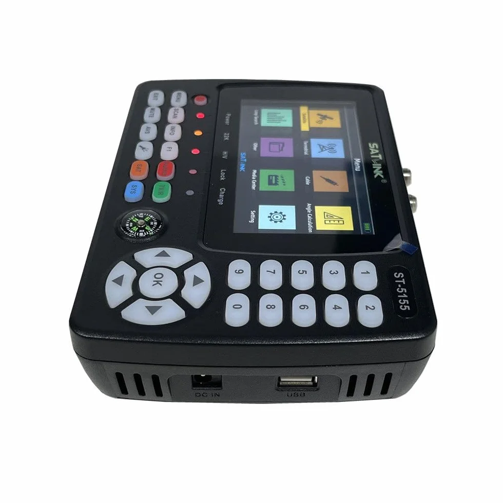ST-5155 Misuratore di segnale via cavo satellitare e terrestre DVB-S/S2/T/T2/C Misuratore combinato Supporto HD 1080P MPEG-2/4 H.264/H.265 (10 bit), QPSK, 8PSK, 16APSK, 32APSK