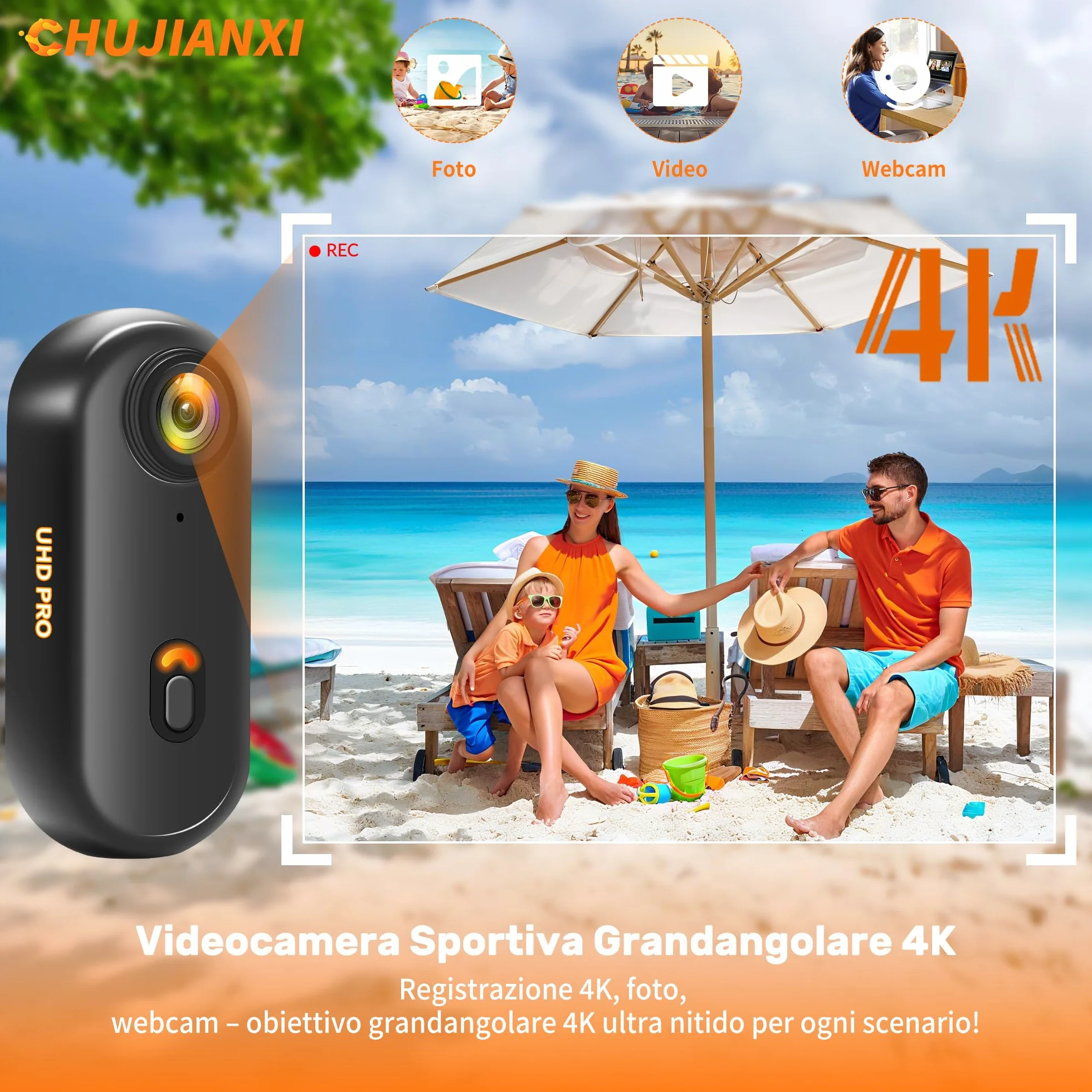 2026 nuovamente migliorata Action Cam 4K (64GB),Body Cam WiFi,Casco Cam Portatile,Fotocamera Indossabile per Casco,Videocamera da Pollice Sott'acqua 30 m,Bodycam POV per Moto Bici Sci Surf Alpinismo