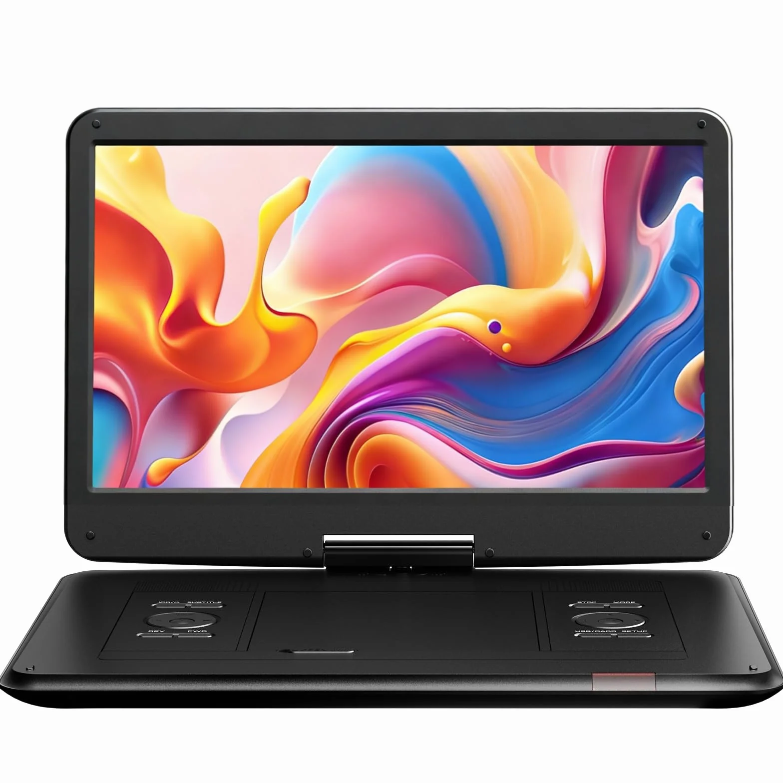 Yoton Lettore DVD portatile 17,6 pollici schermo girevole HD 15,6" batteria integrata 6 ore doppio altoparlante stereo USB SD Sync TV