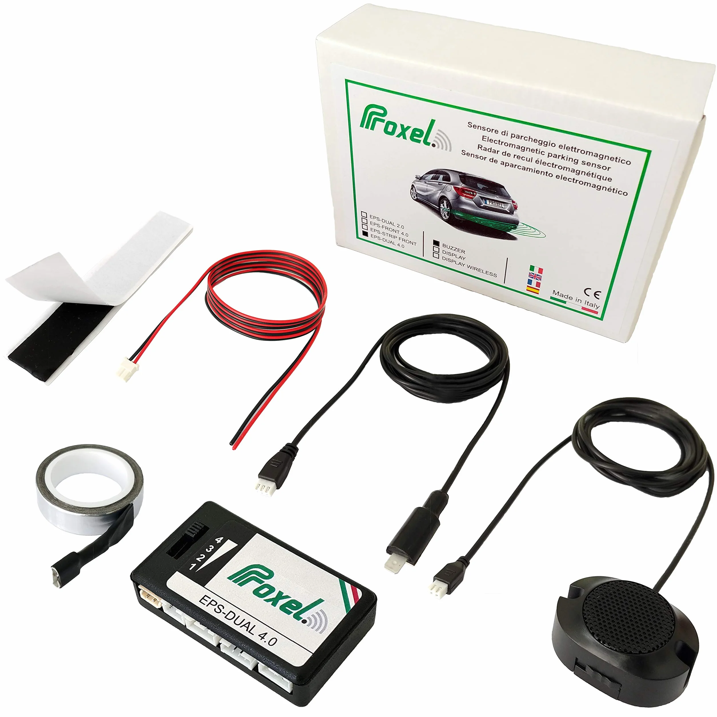 Proxel - Sensori di Parcheggio Elettromagnetici Invisibili, Posteriori, EPS-DUAL 4.0, Senza Forare il Paraurti, Kit Universale e Originale