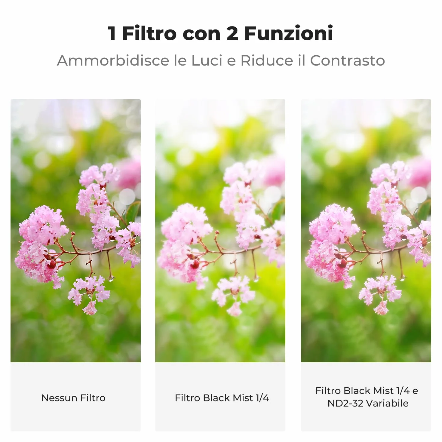K&F CONCEPT 2 In 1 Filtro Black-Mist 1/4 & Variabile ND2-32 (5 Stop), 77mm Filtro Black Diffusion 1/4 & Densità Neutra ND in Vetro Ottico, Nano Rivestimento con 3Pcs Panno di Pulizia (Nano-K Serie)