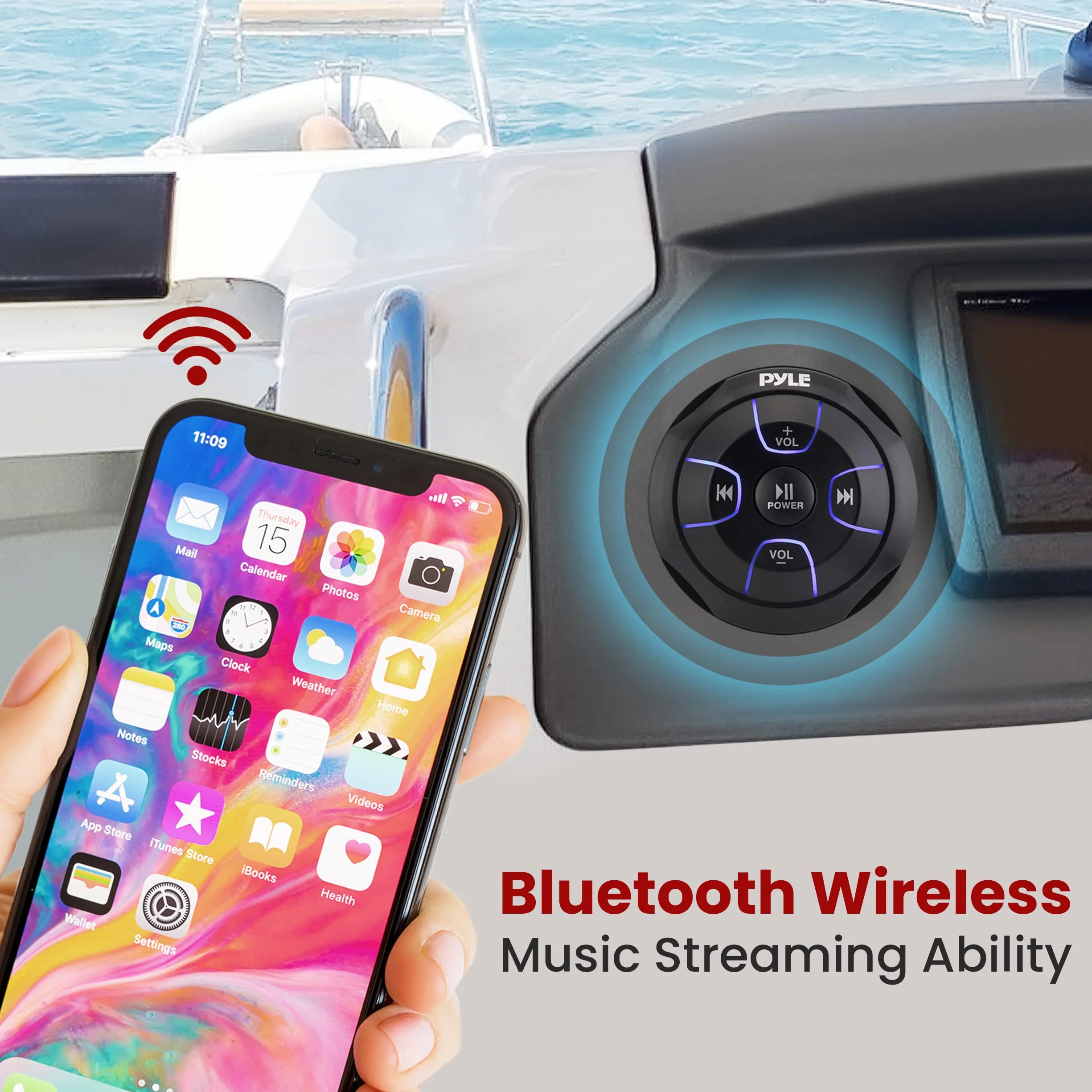 Pyle Marine Grade - Amplificatore Bluetooth a 2 canali, 600 Watt, colore: Nero